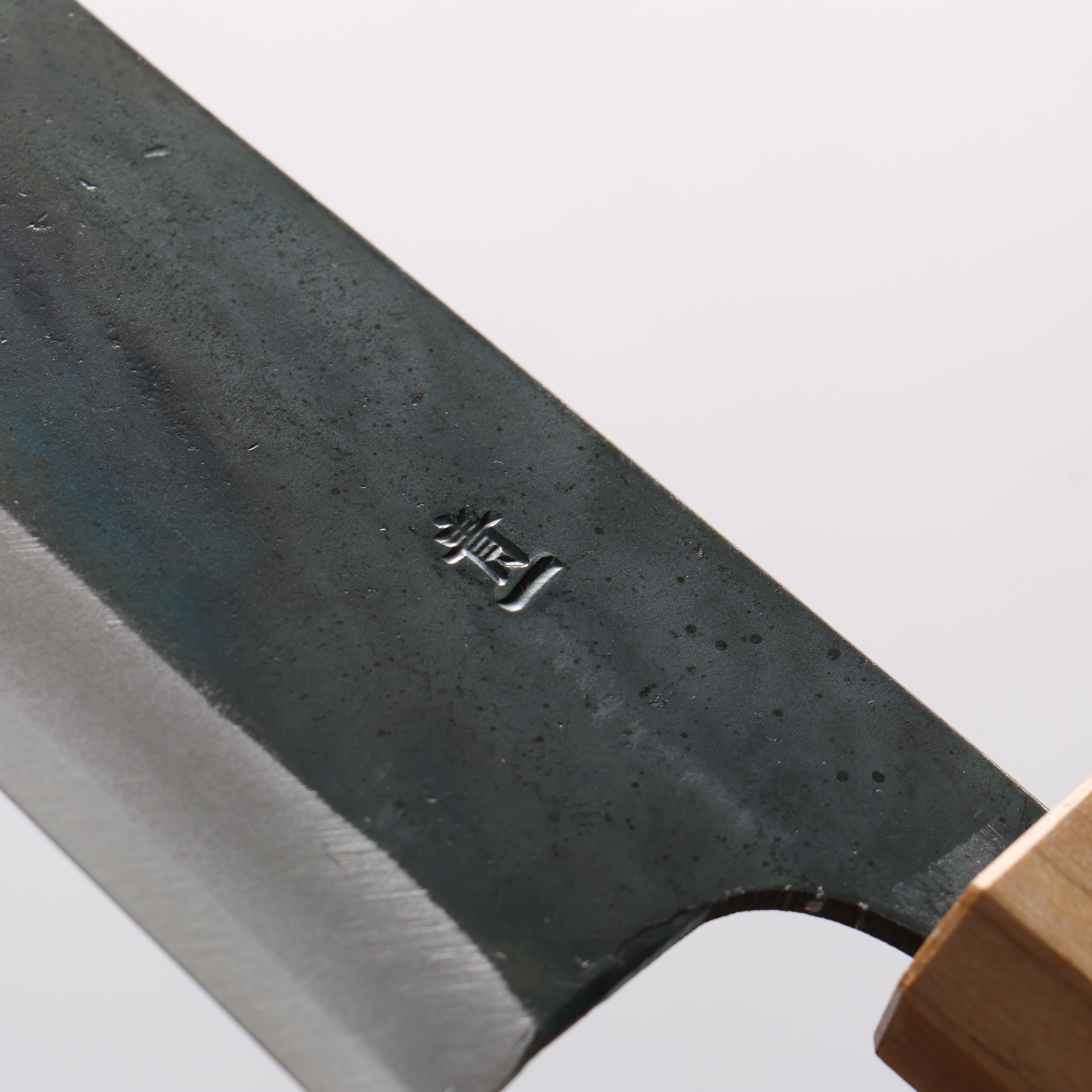 清助 青鋼一號 黑打 三德刀 165mm 燒栗木(口輪:櫻花木) 握把 - 清助刃物