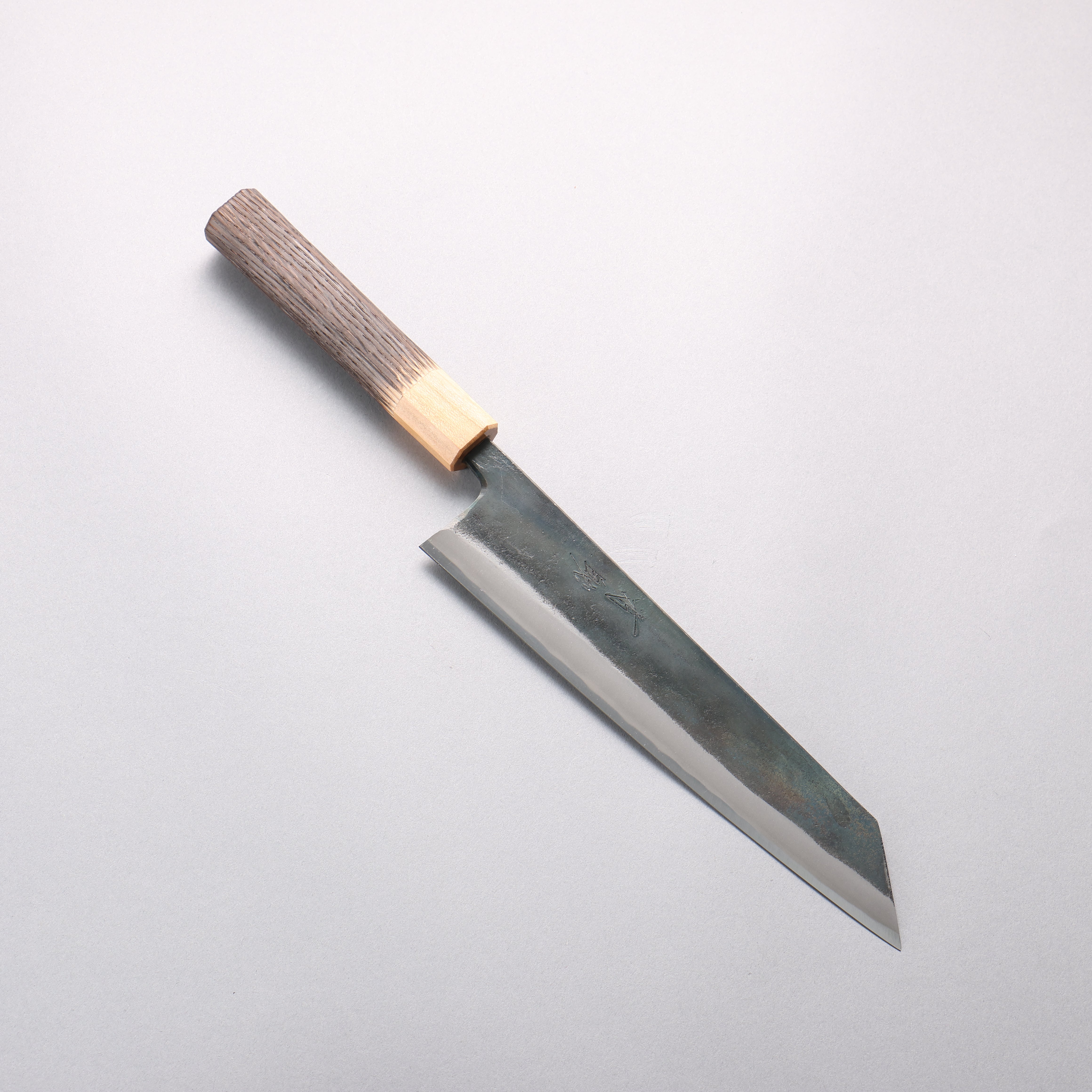 清助 超級青鋼 黑打 切付牛刀 210mm 燒栗木(口輪:櫻花木) 握把 - 清助刃物