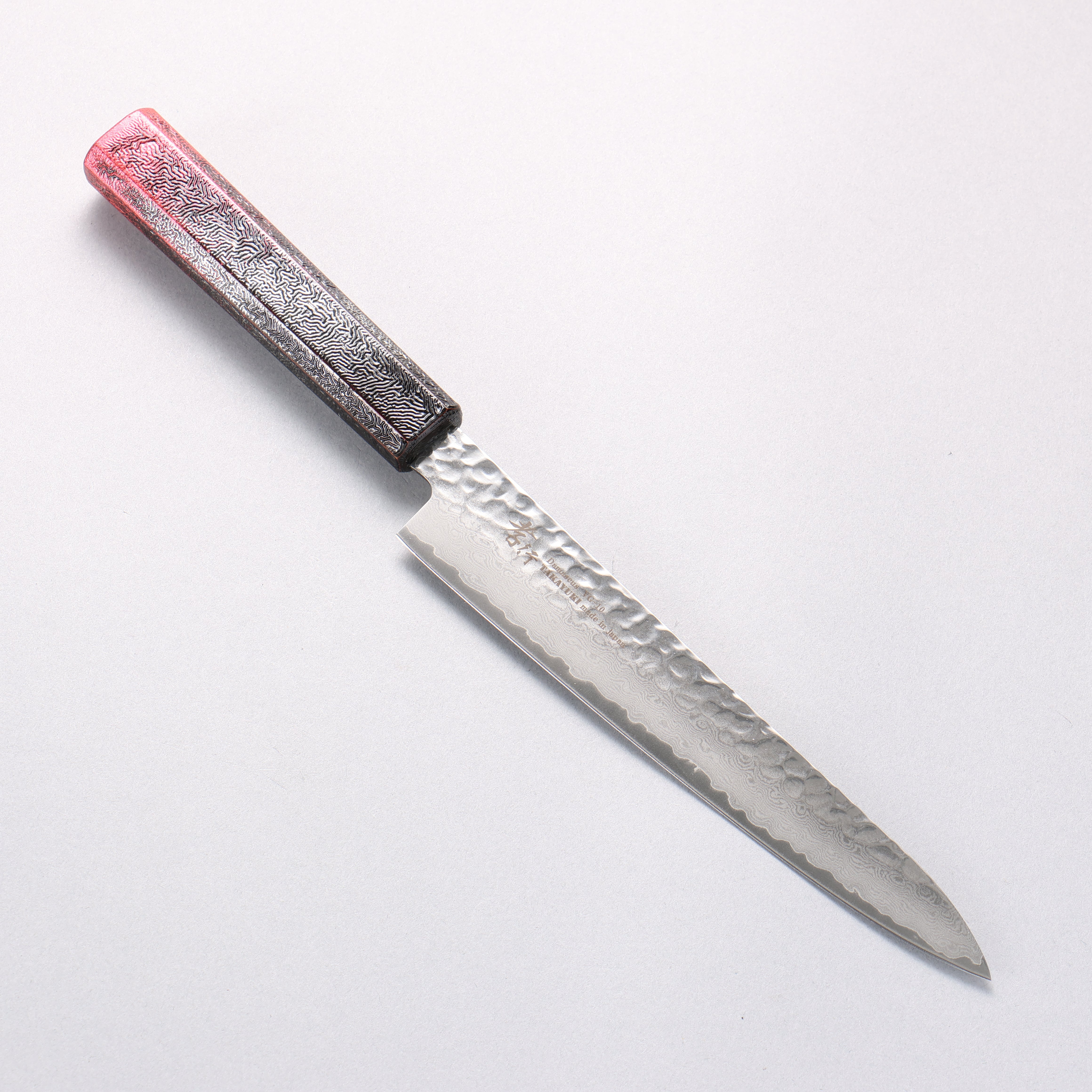 堺 孝行 琳凰 VG10 33層 大馬士革紋 多用途小刀 日本刀 180mm 紅漆塗 握把 - 清助刃物