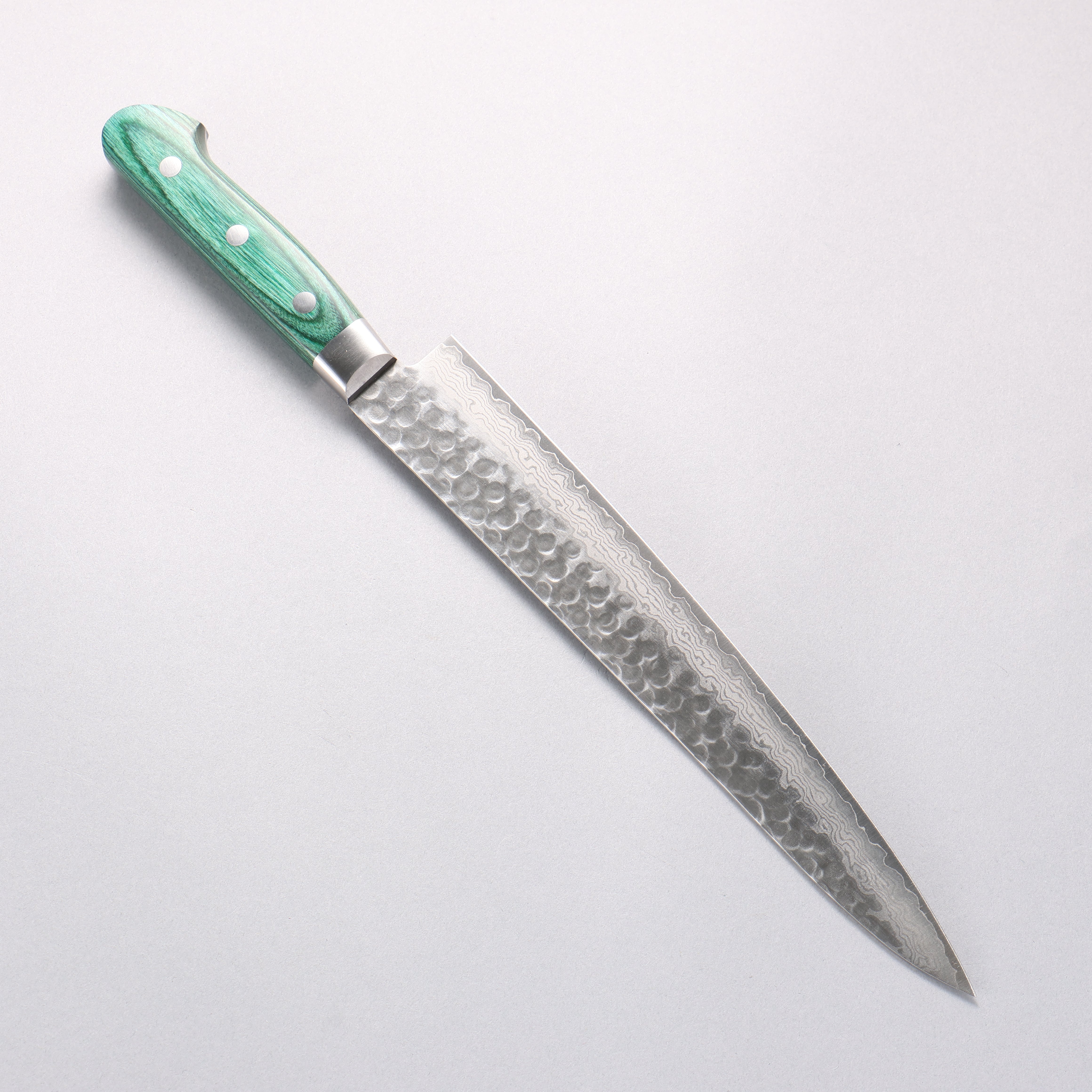 堺 孝行 VG10 17層大馬士革紋 筋引 240mm 合成木(綠色) 握把 - 清助刃物