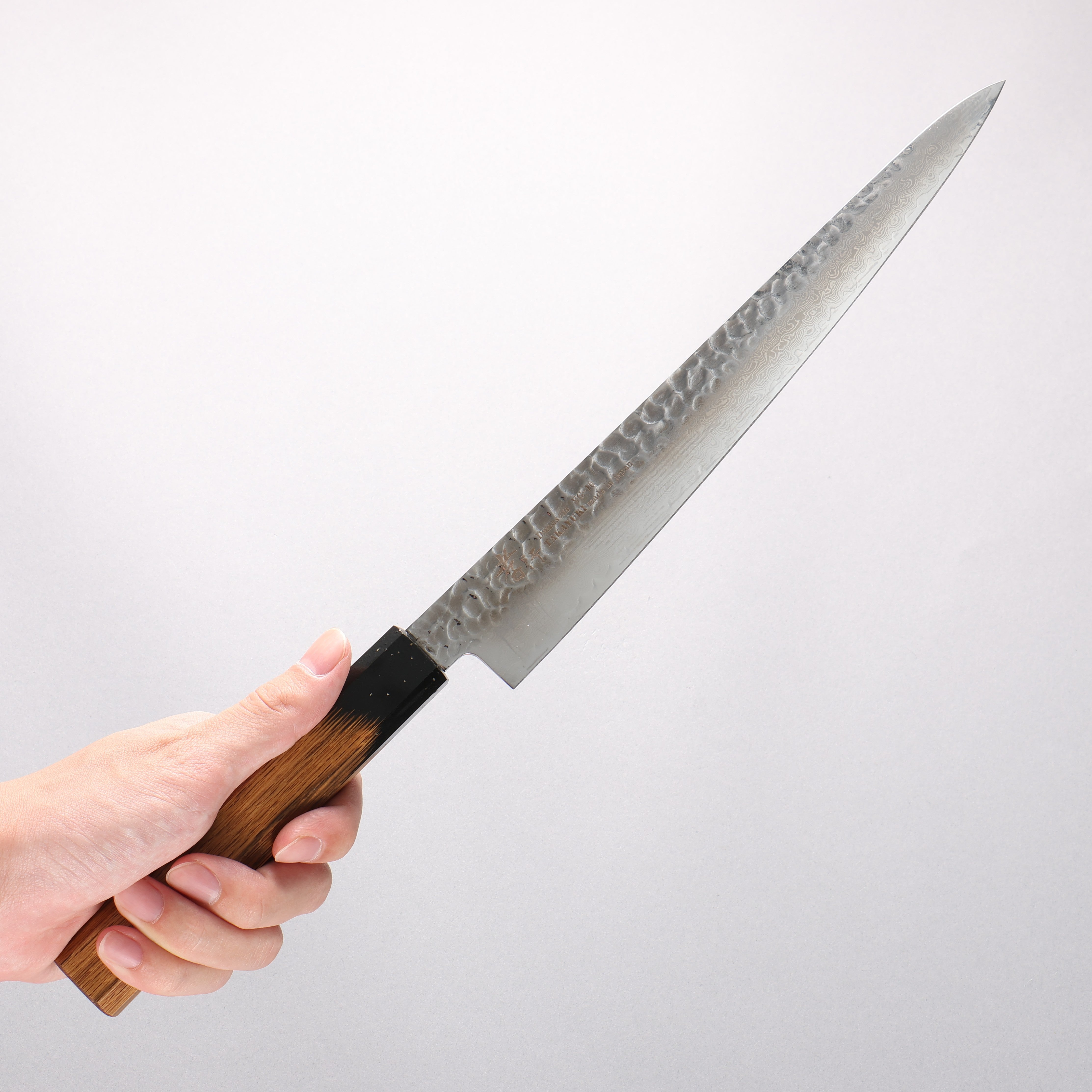 堺 孝行 VG10 33層大馬士革紋 筋引 240mm 櫟木漆塗(黑伸)握把 - 清助刃物