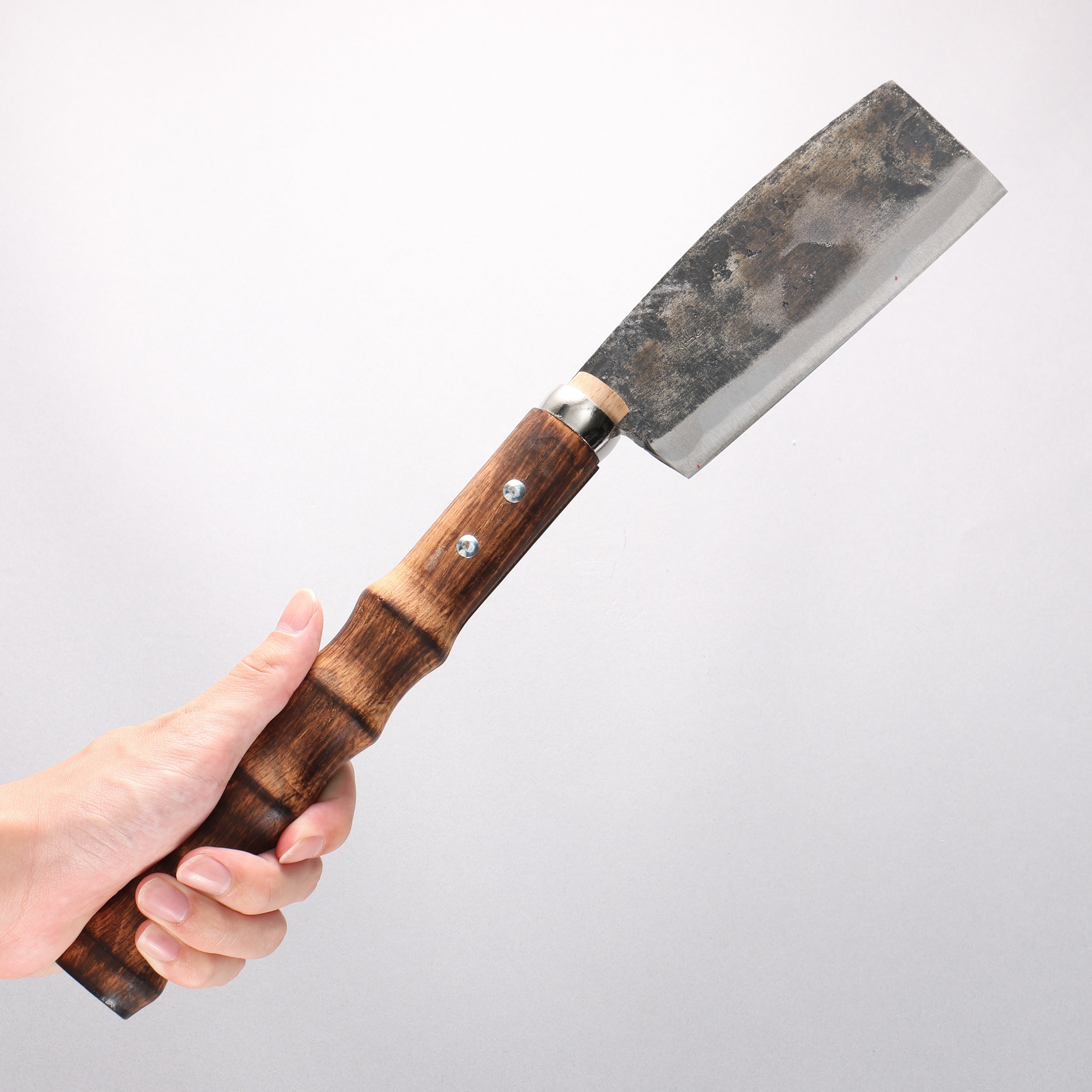 堺 孝行 碳素鋼 黑打 柴刀 (無石突) 天然木 握把 150mm - 清助刃物