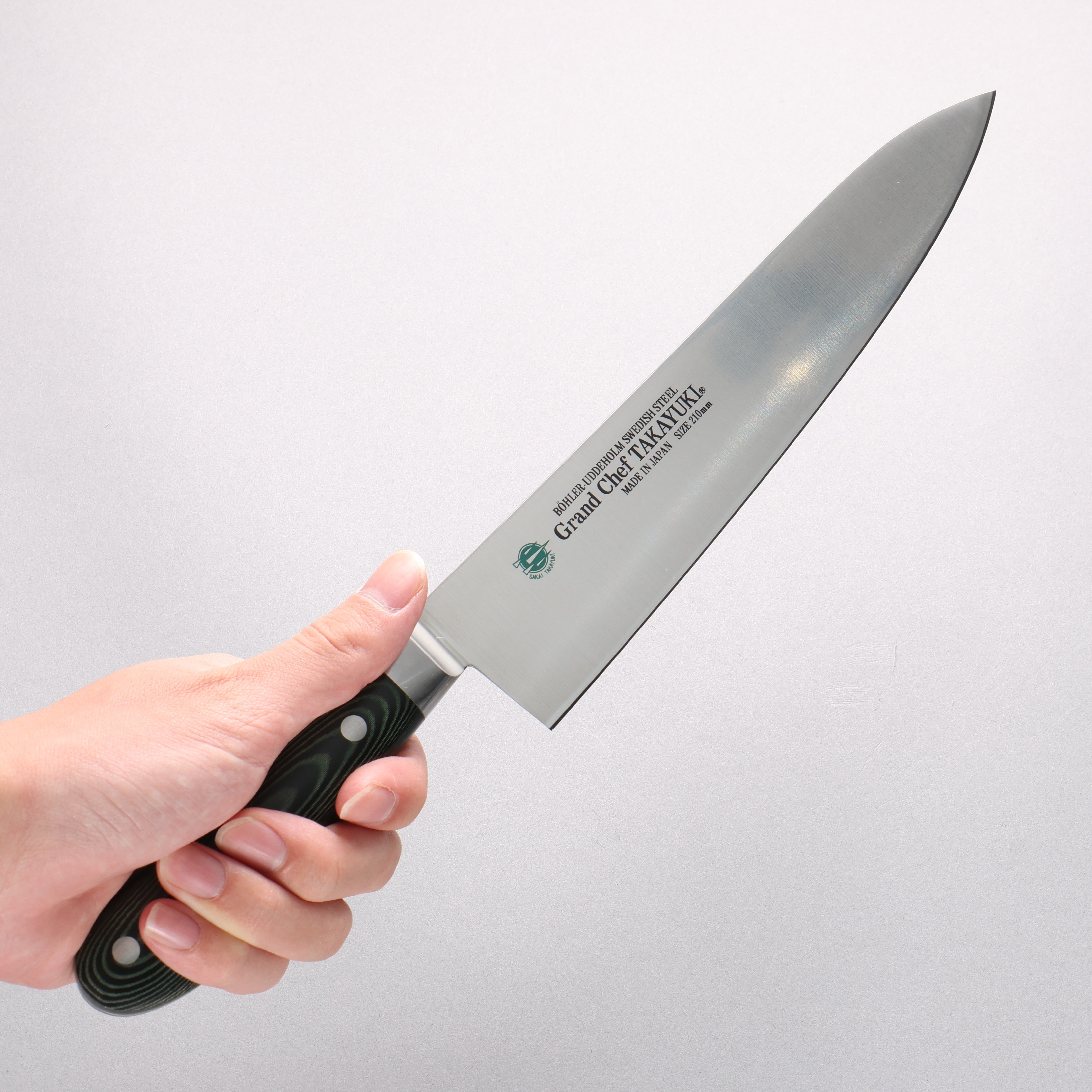 堺 孝行 大廚系列 大廚系列 瑞典鋼 牛刀 210mm 綠米卡塔(樹脂複合材料) 握把 - 清助刃物