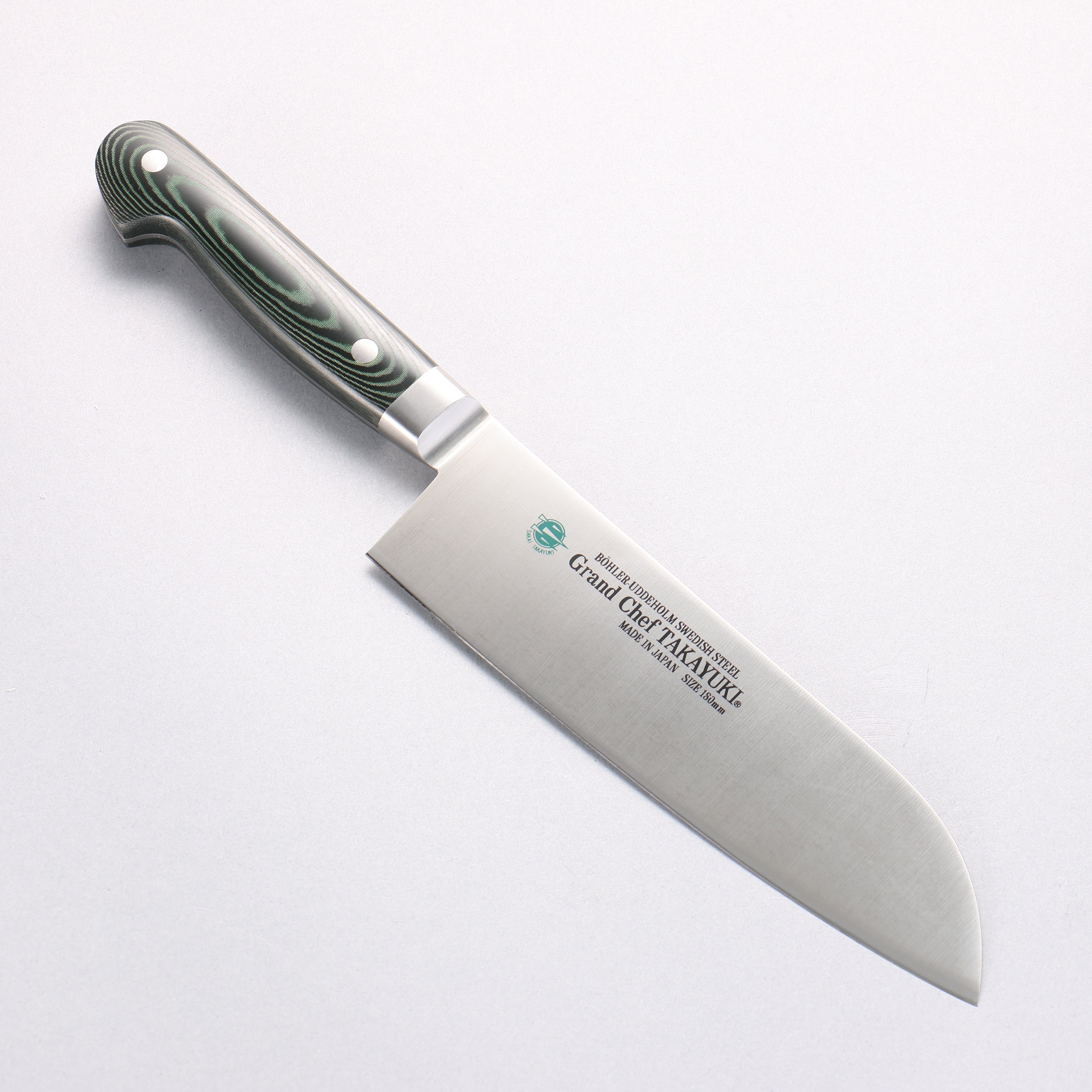 堺 孝行 大廚系列 大廚系列 瑞典鋼 三德刀 180mm 綠米卡塔(樹脂複合材料) 握把 - 清助刃物