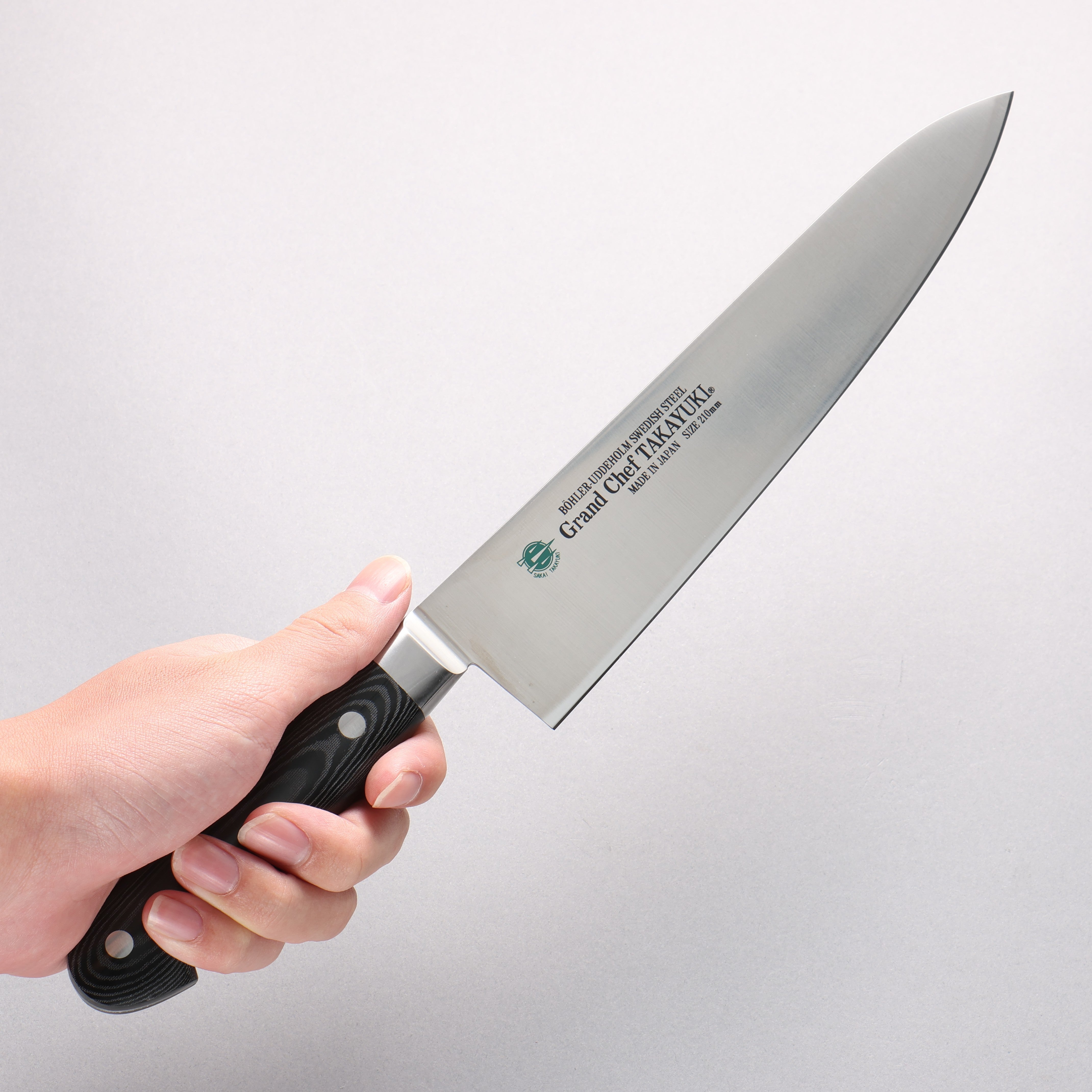 堺 孝行 大廚系列 大廚系列 瑞典鋼 牛刀 210mm 黑米卡塔(樹脂複合材料) 握把 - 清助刃物