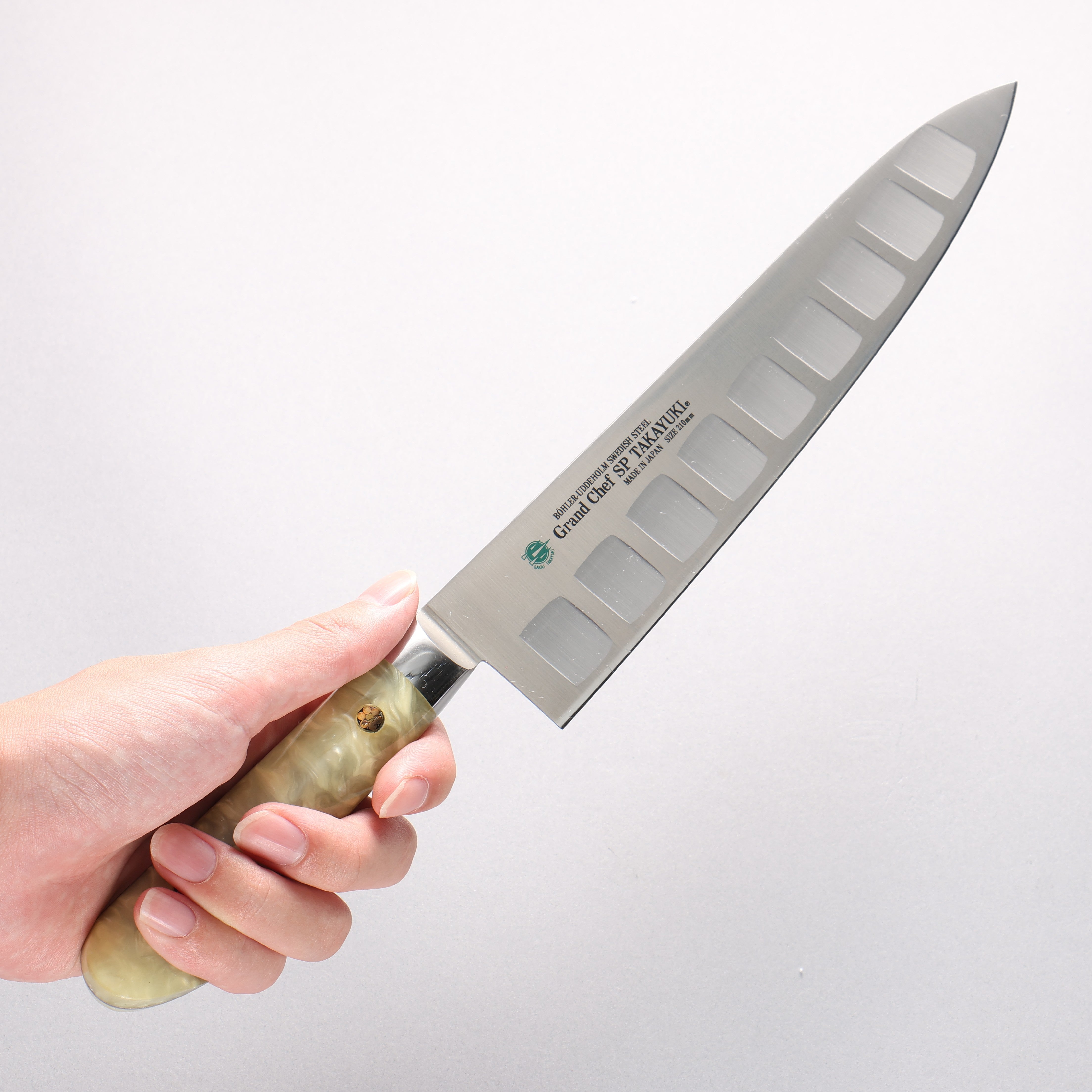堺 孝行 大廚系列 SP 瑞典鋼 牛刀鮭魚刀型 210mm SP Type III (珍珠) 握把 - 清助刃物