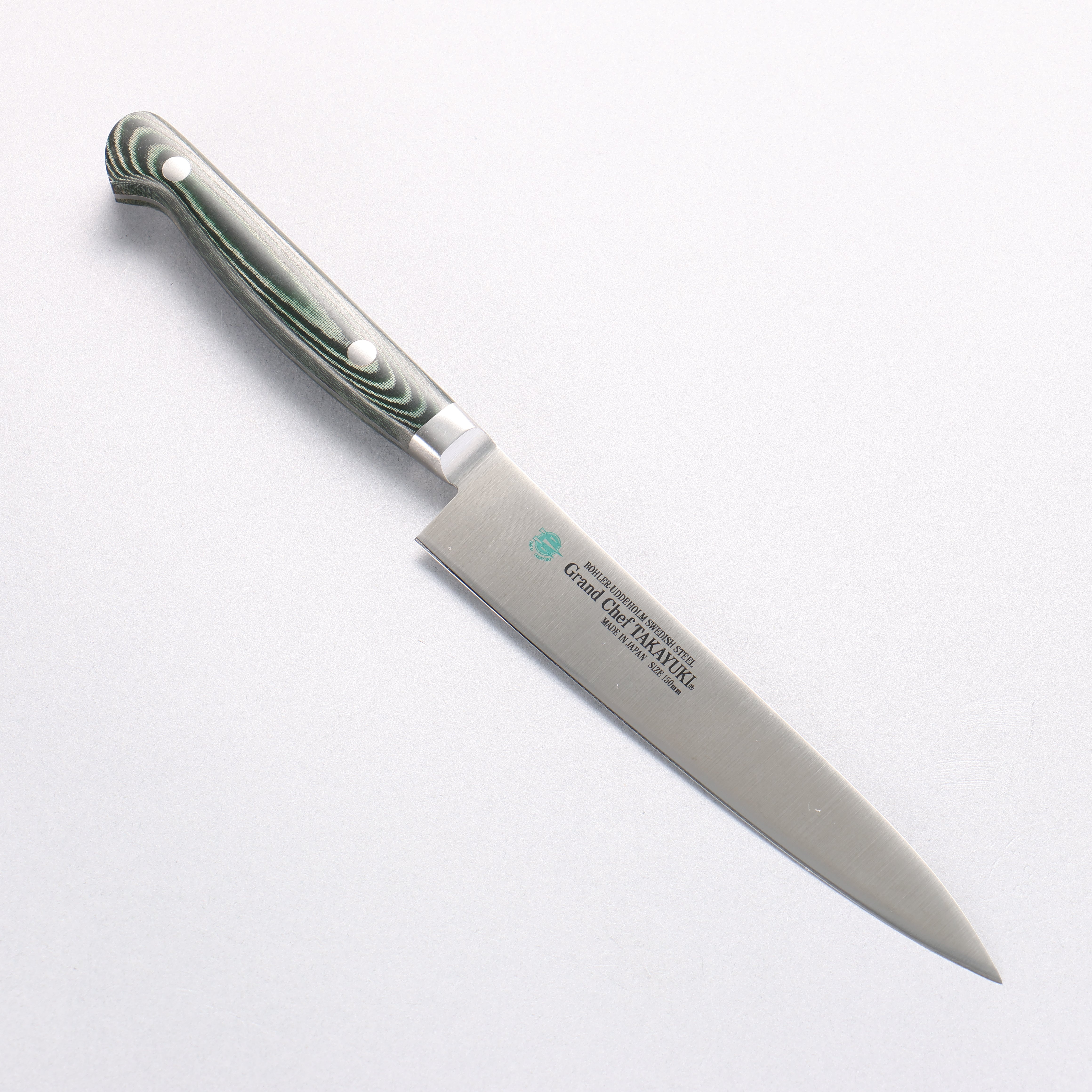 堺 孝行 大廚系列 大廚系列 瑞典鋼 多用途小刀 150mm 綠米卡塔(樹脂複合材料) 握把 - 清助刃物