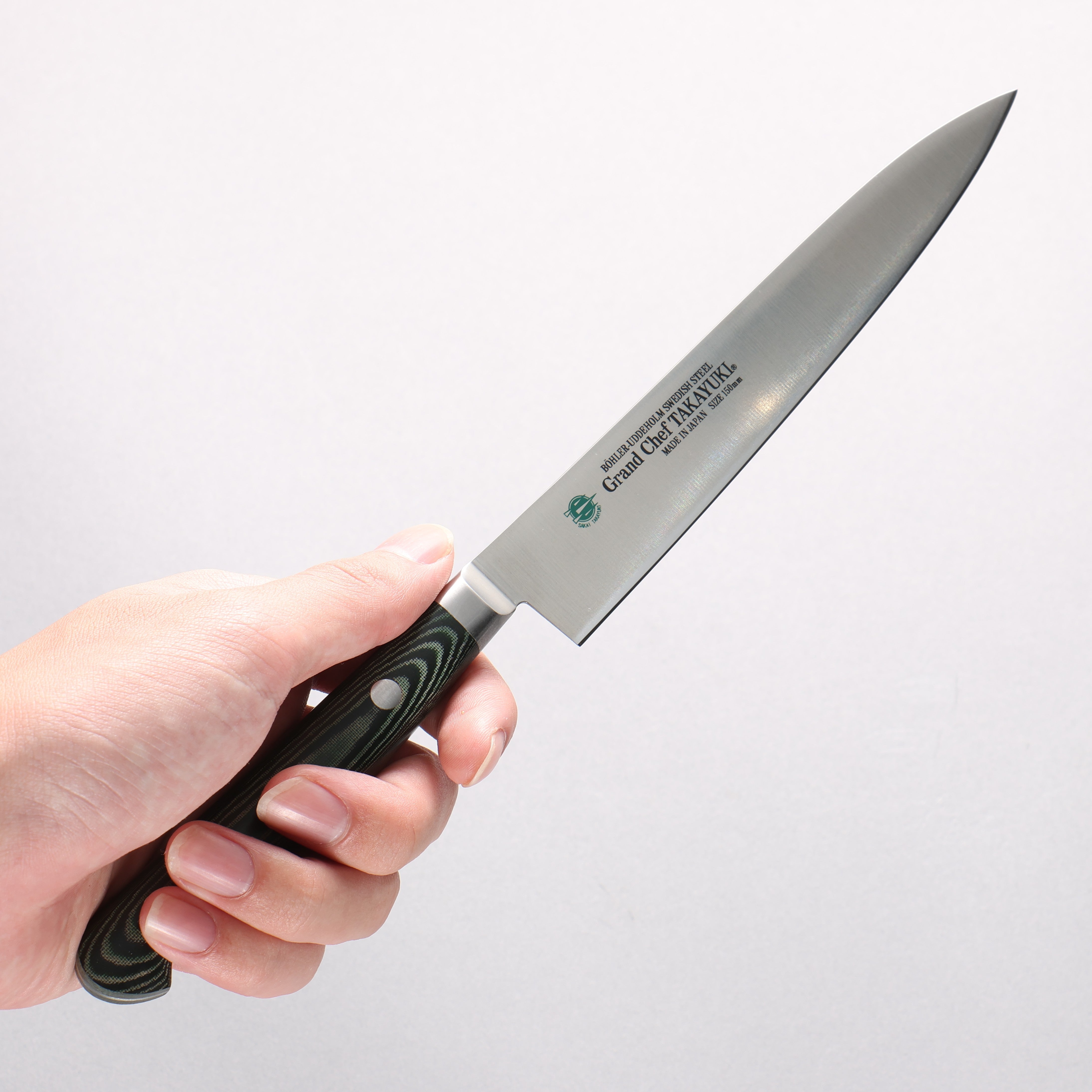 堺 孝行 大廚系列 大廚系列 瑞典鋼 多用途小刀 150mm 綠米卡塔(樹脂複合材料) 握把 - 清助刃物