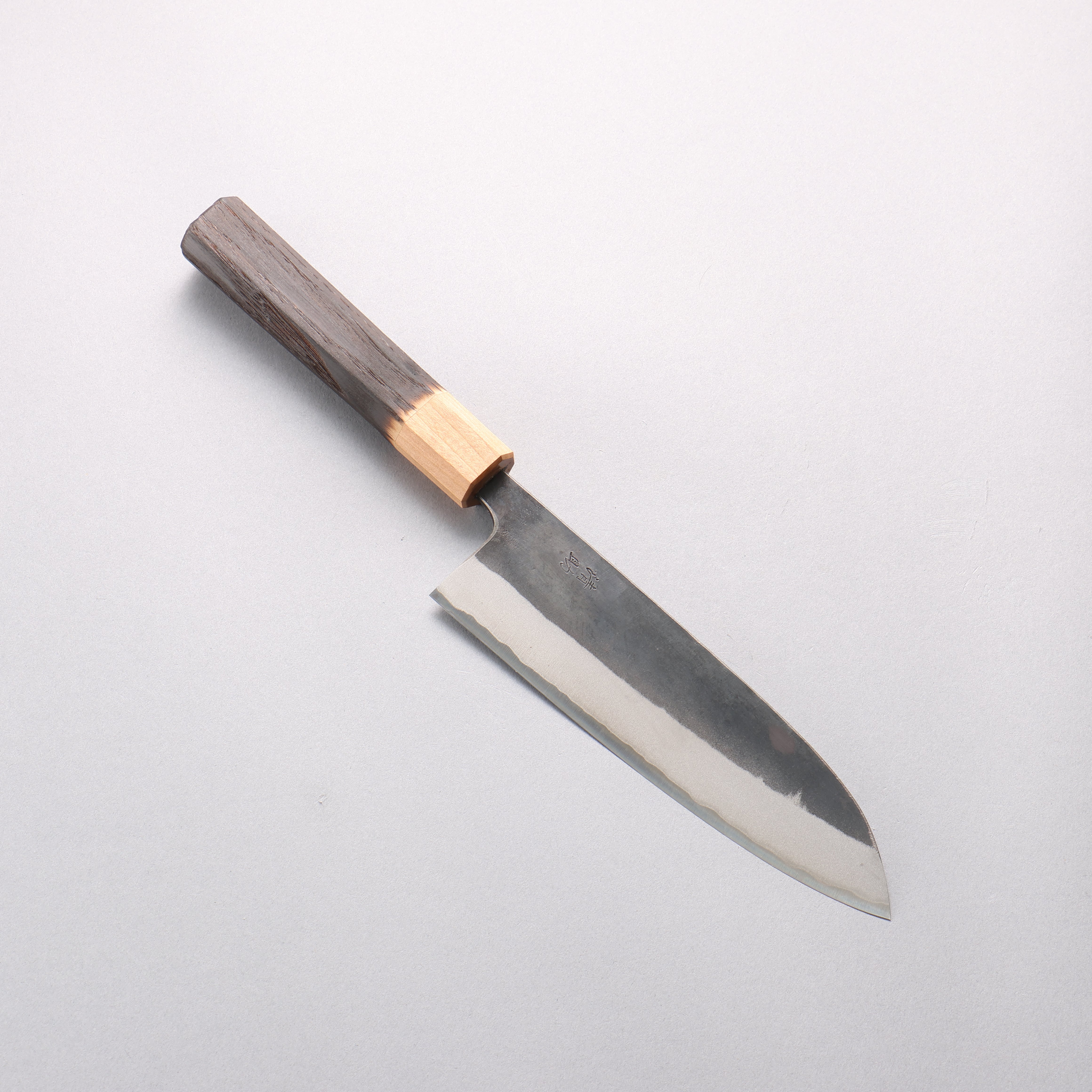 清助 青鋼二號 黑打 三德刀 170mm 燒栗木(口輪:櫻花木) 握把 - 清助刃物