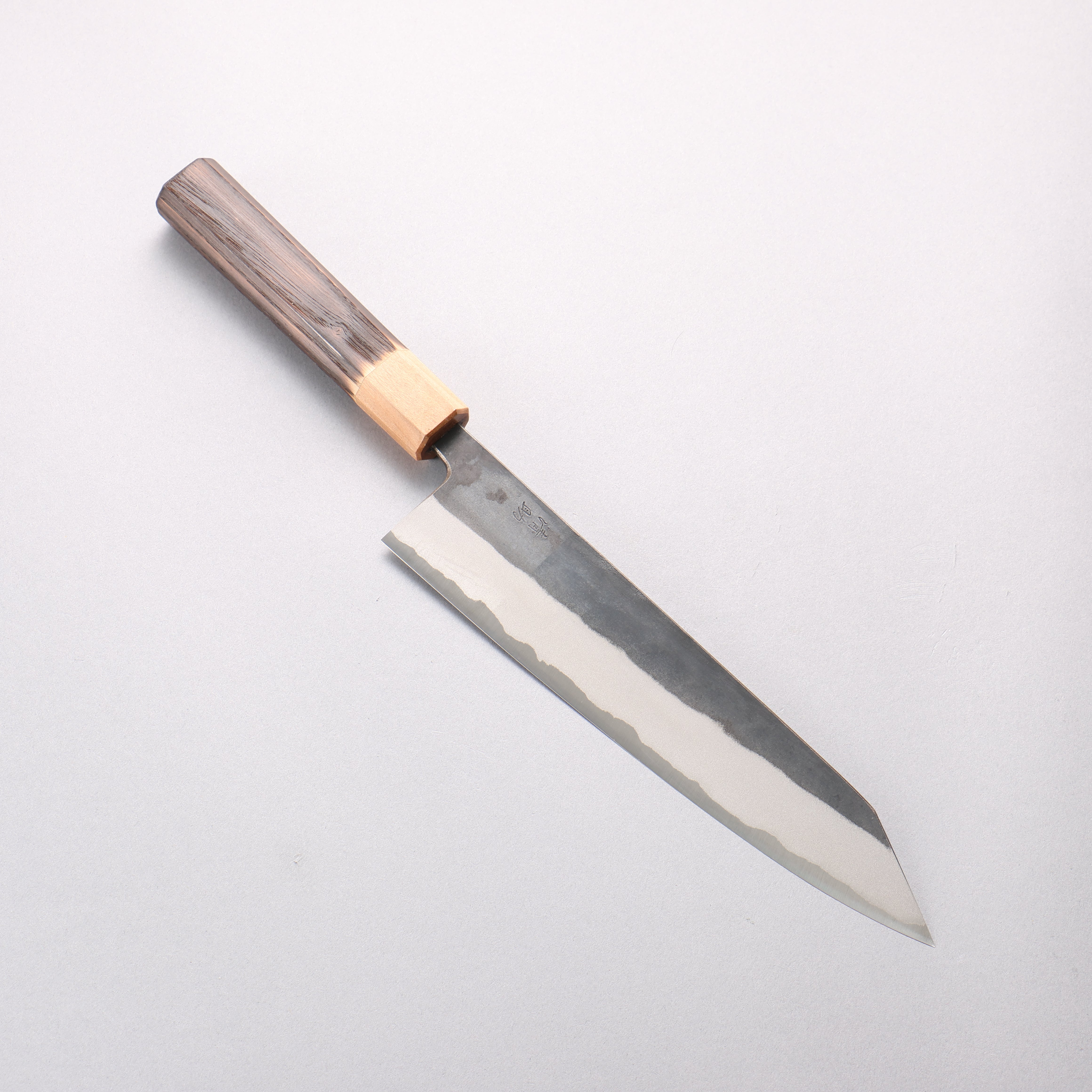 清助 青鋼二號 黑打 切付牛刀 210mm 燒栗木(口輪:櫻花木) 握把 - 清助刃物