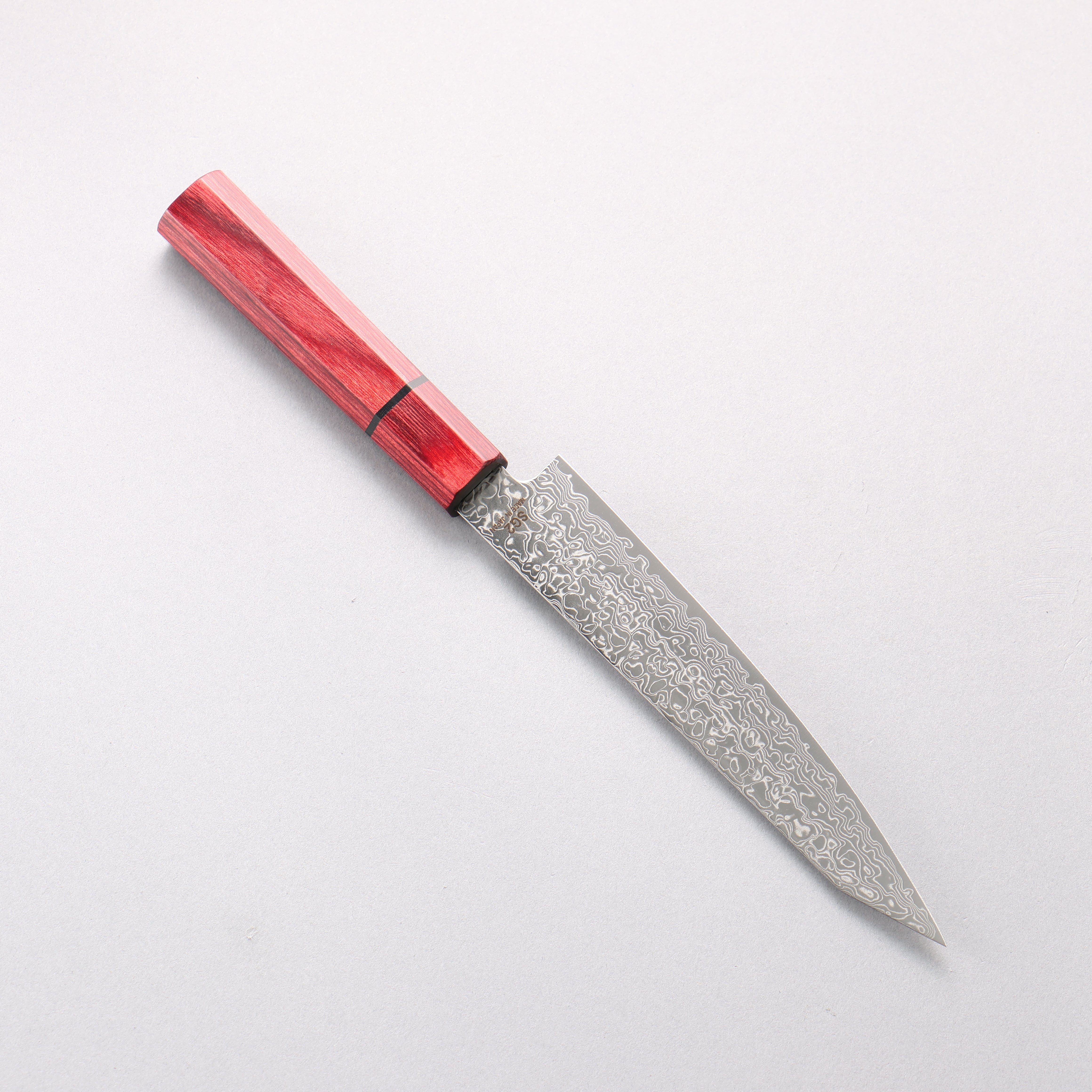 樋口 SG2 大馬士革紋 打磨處理 切付多用途小刀 150mm 紅合成木 握把 - 清助刃物