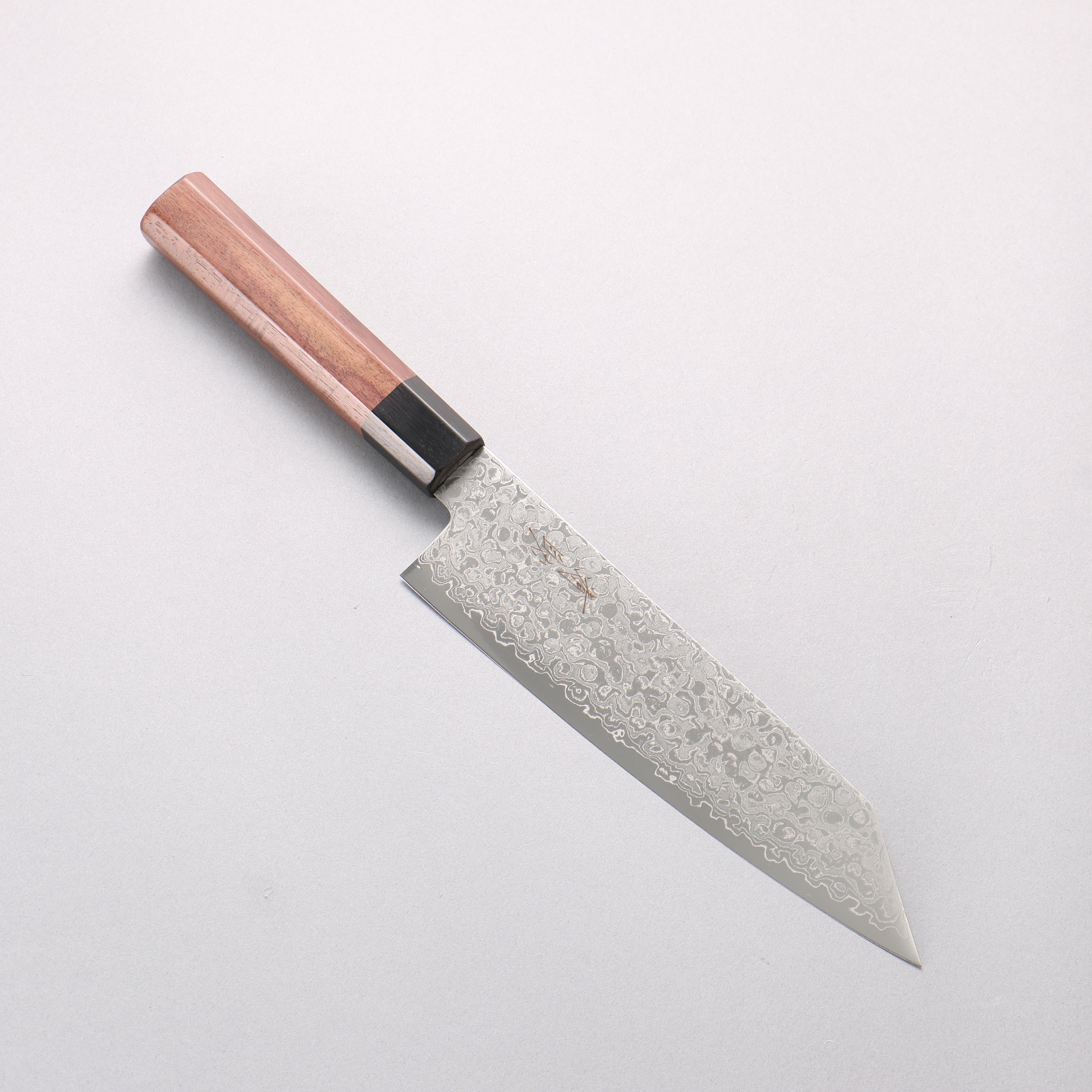 清助 VG10 大馬士革紋 打磨處理 切付三德刀 180mm 紫檀木(口輪:黑合成木) 握把 - 清助刃物