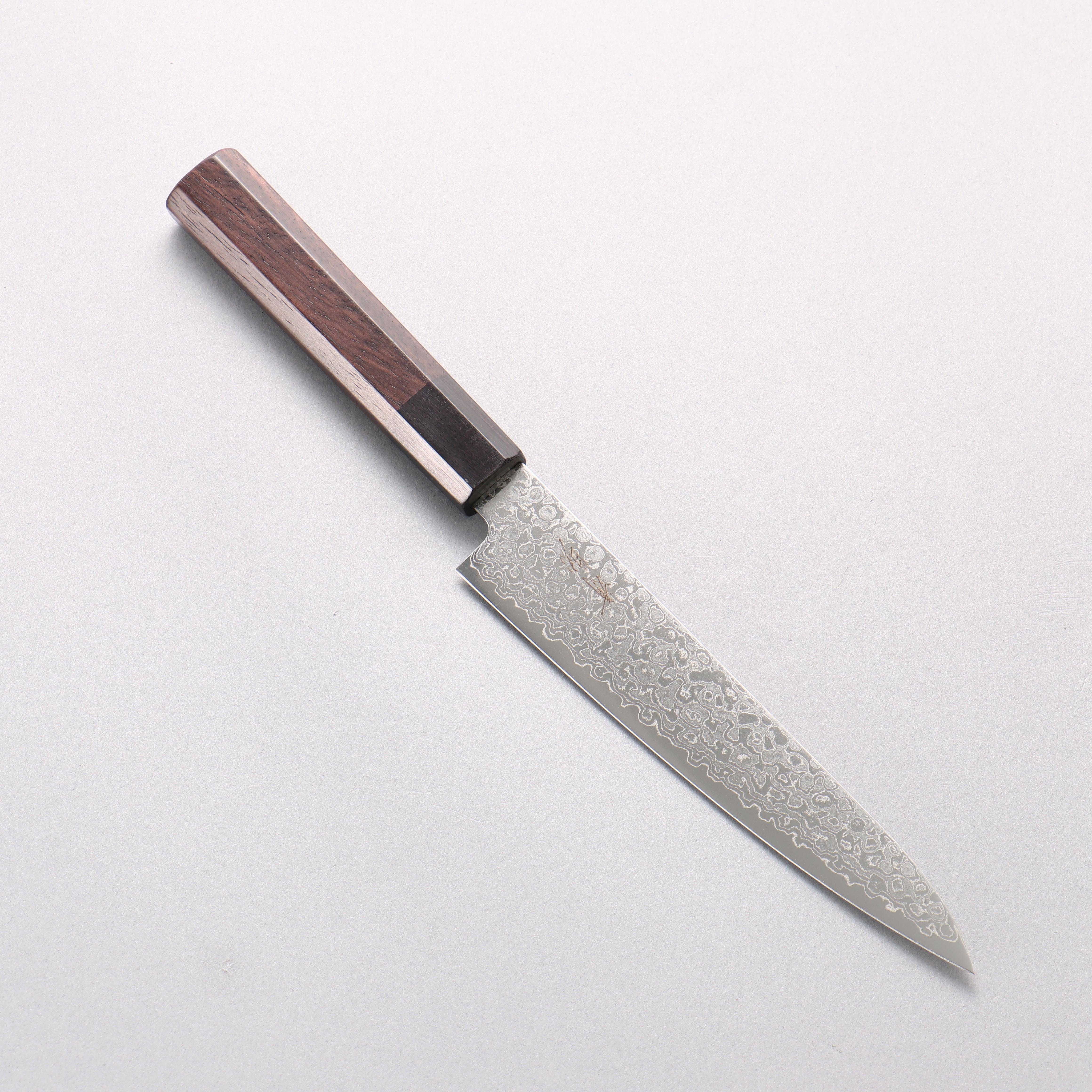 清助 VG10 大馬士革紋 打磨處理 多用途小刀 150mm 紫檀木(口輪:黑合成木) 握把 - 清助刃物