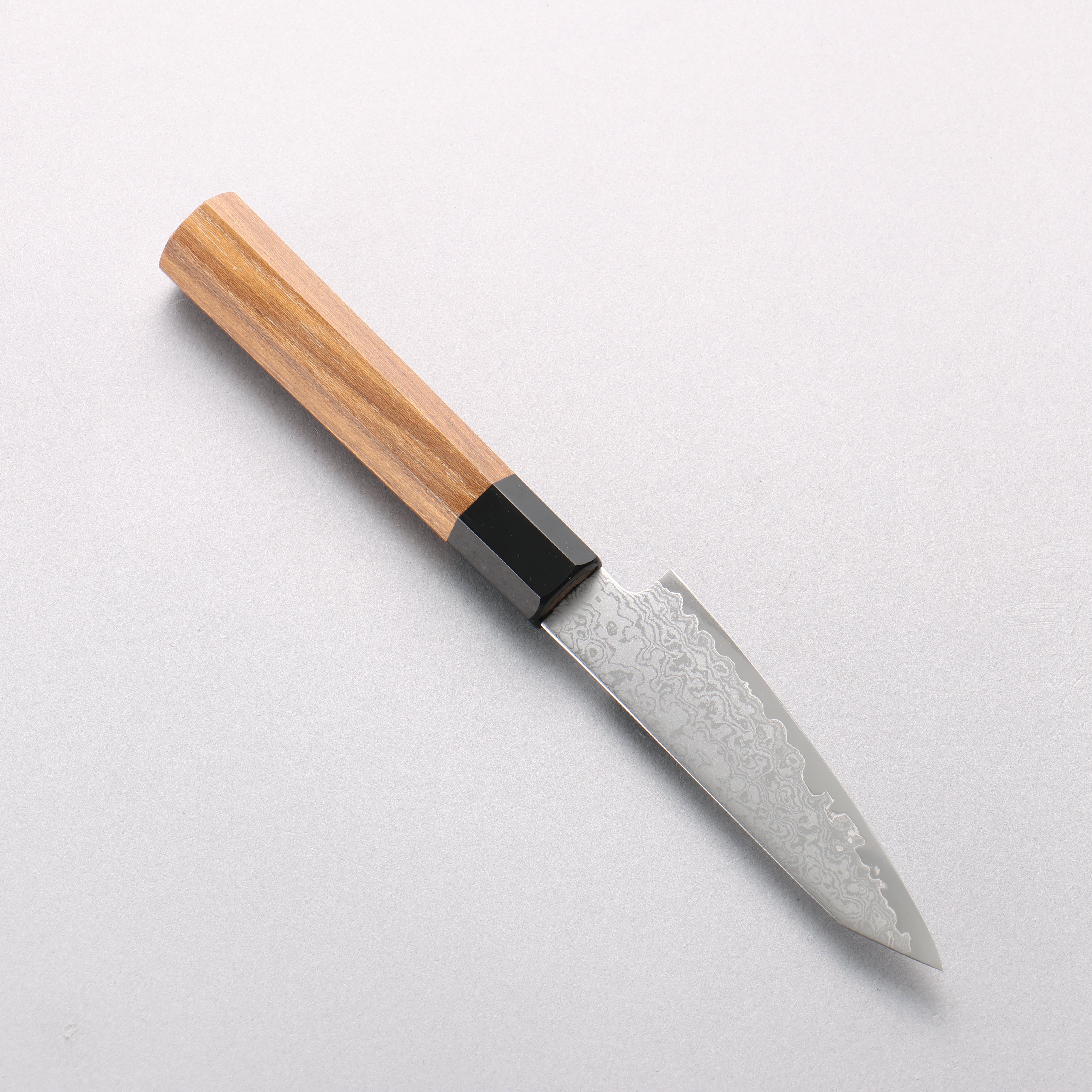 清助 VG10 大馬士革紋 切付多用途小刀 105mm 柚木 (口輪:黑塑膠) 握把 - 清助刃物