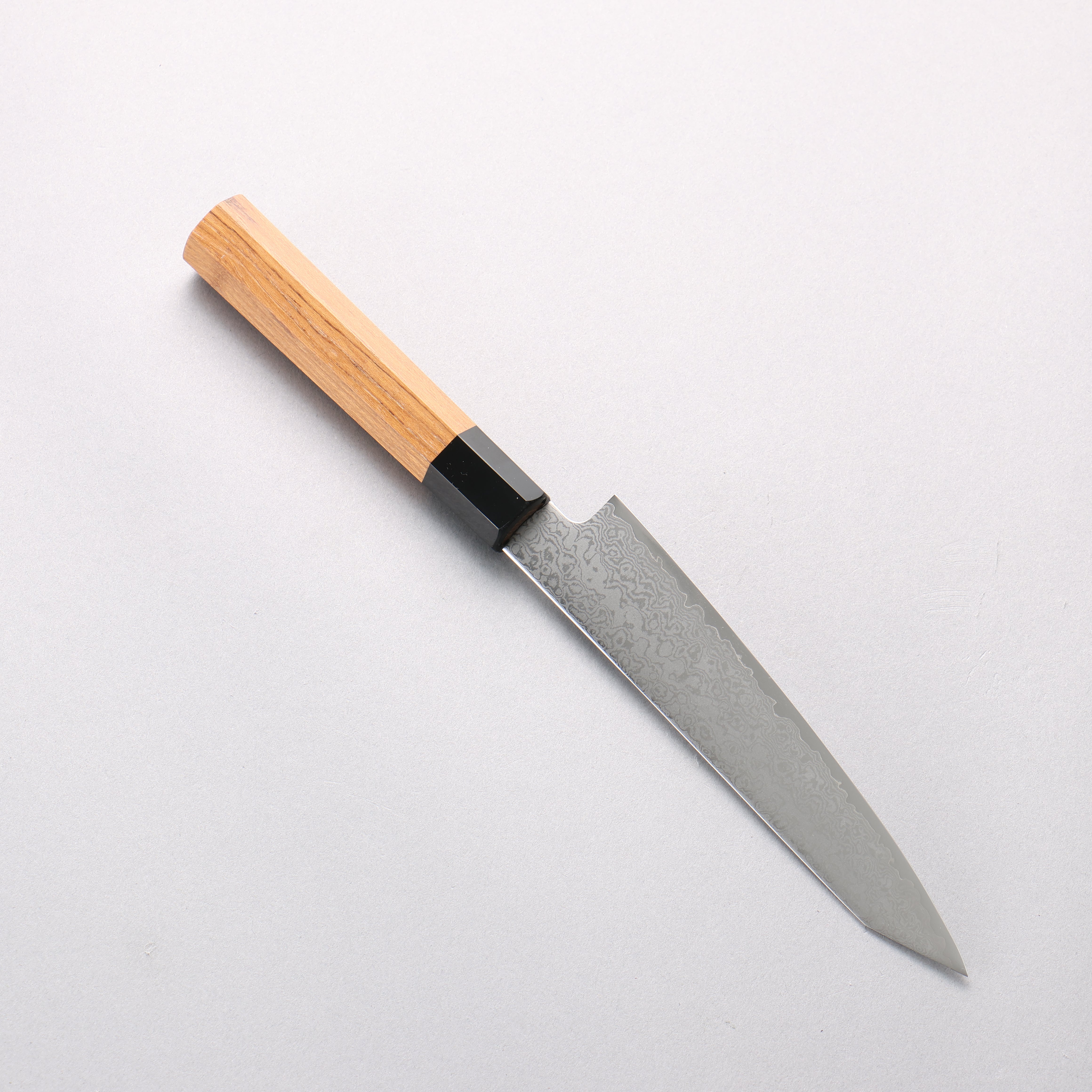 清助 VG10 大馬士革紋 切付多用途小刀 120mm 柚木 (口輪:黑塑膠) 握把 - 清助刃物