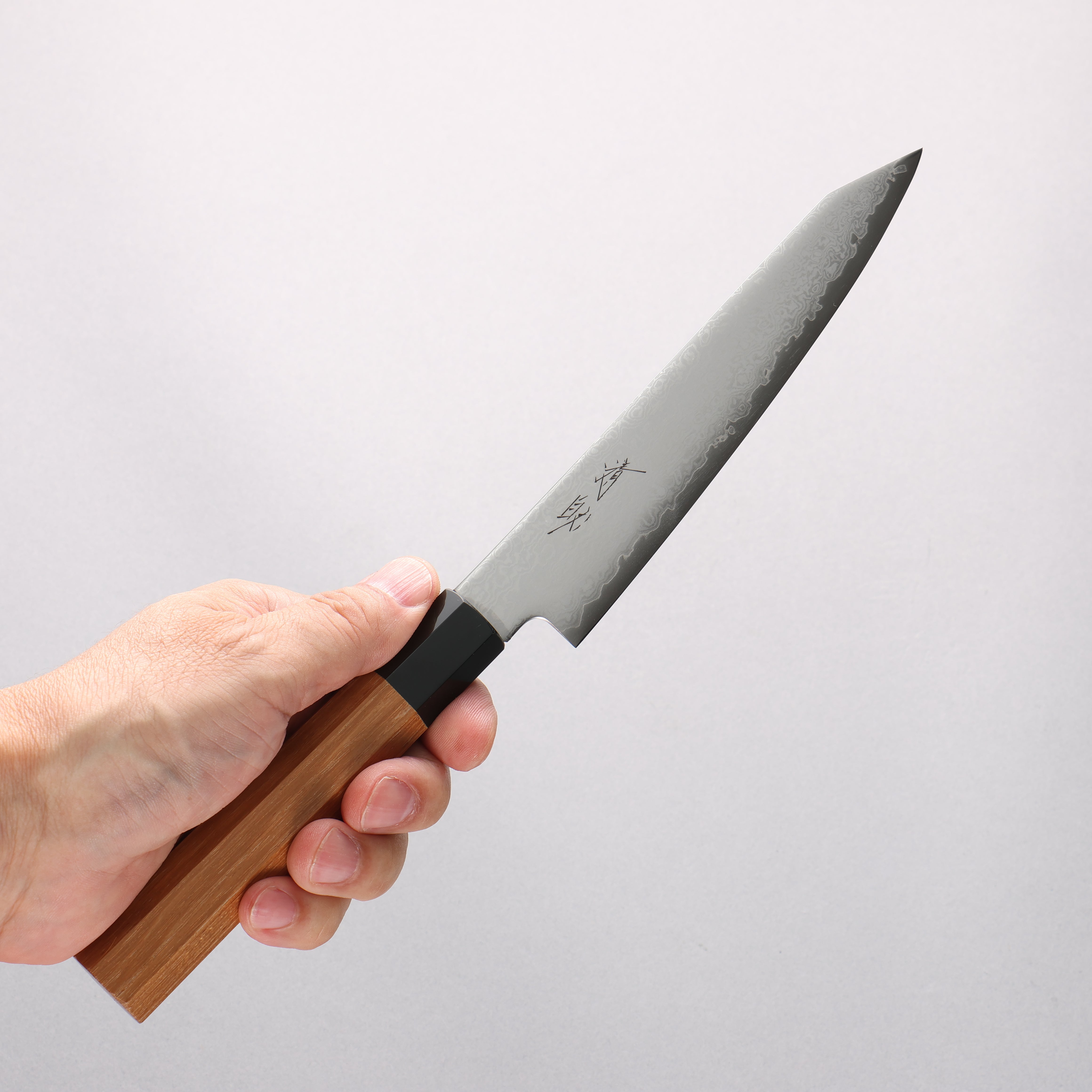 清助 VG10 大馬士革紋 切付多用途小刀 120mm 柚木 (口輪:黑塑膠) 握把 - 清助刃物