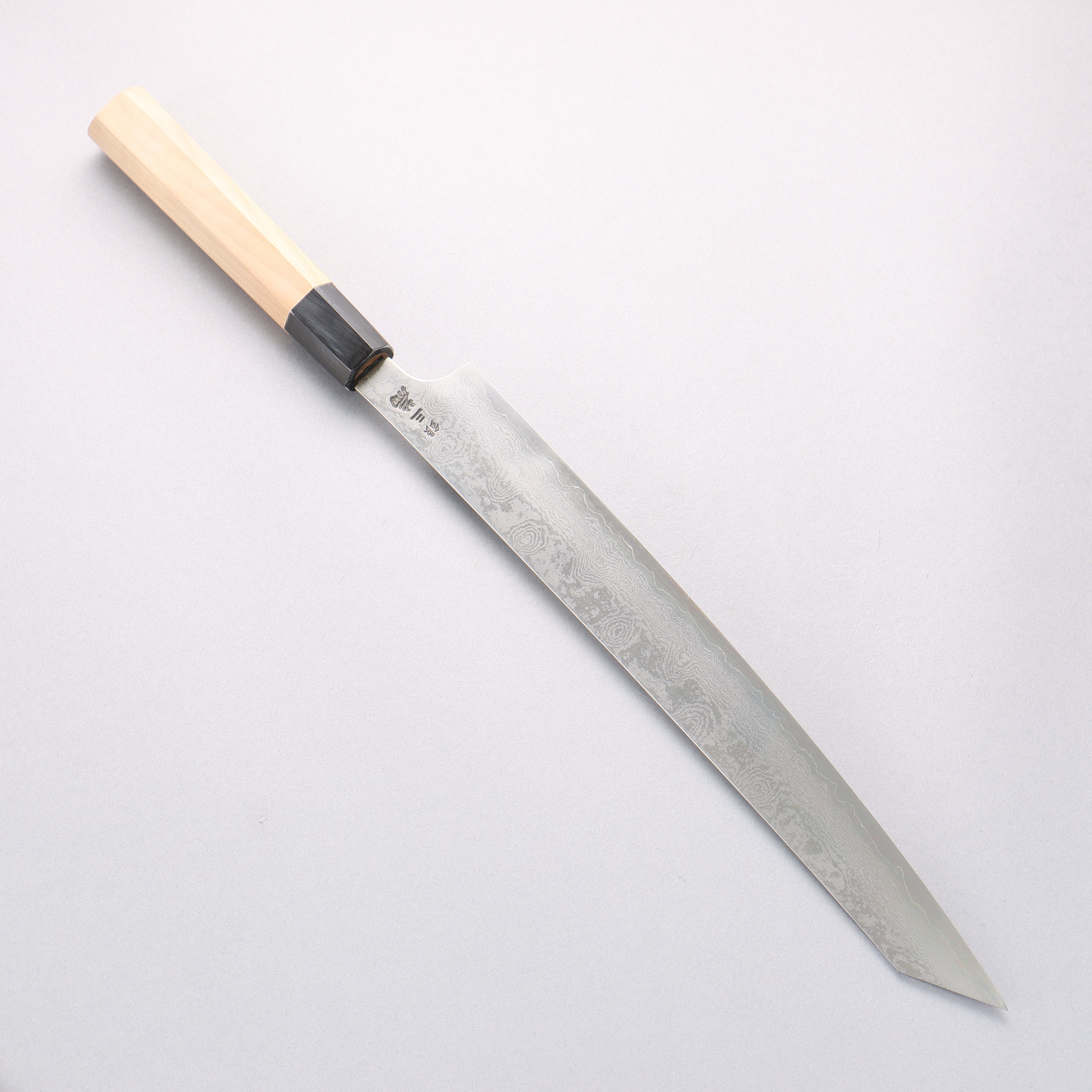 堺 孝行 銀三鋼 大馬士革紋 劍型柳刃 300mm 握把 - 清助刃物