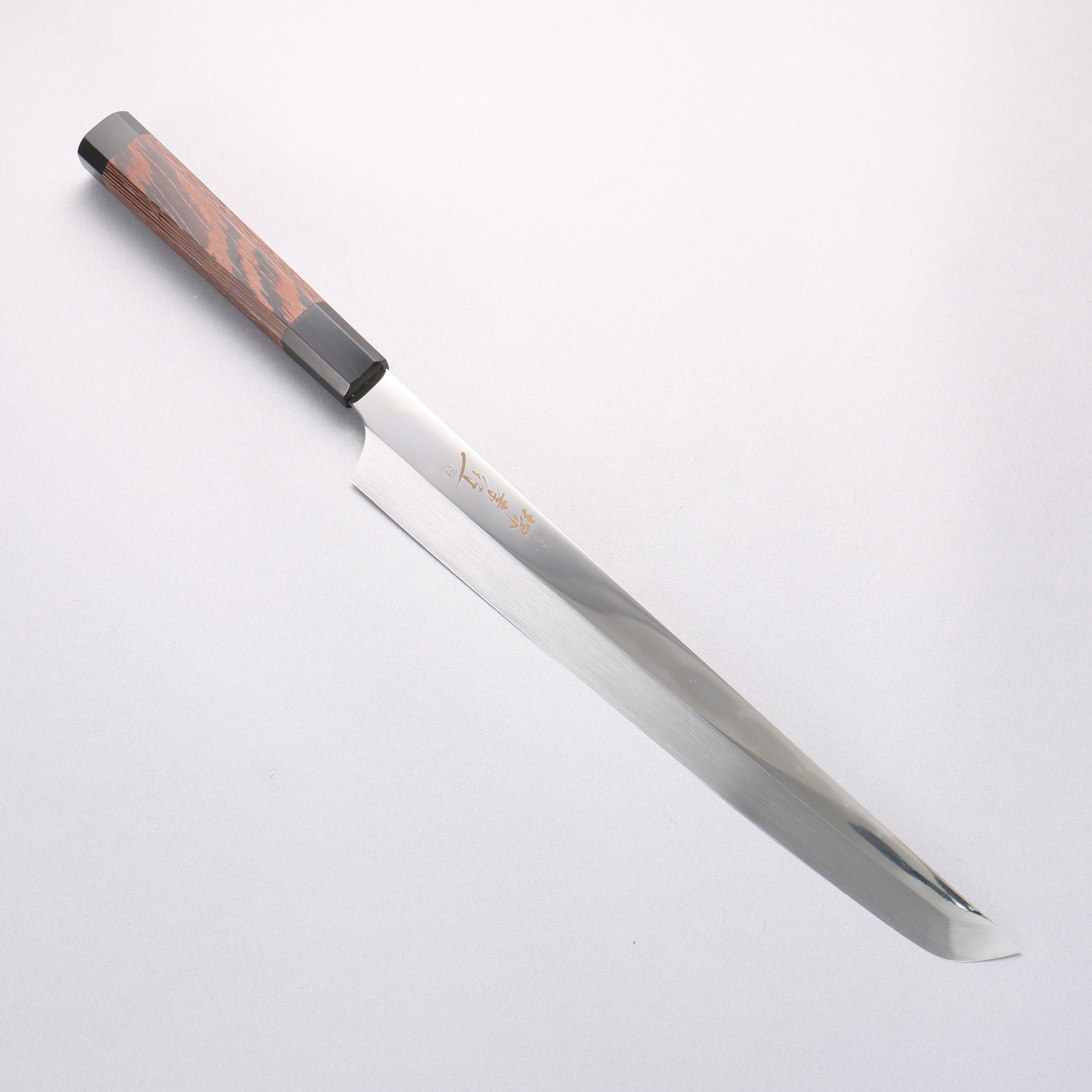 堺 孝行 銀龍 本燒 瑞典鋼 鏡面處理 先丸柳刃 300mm 雞翅木(兩側帶水牛環型設計)握把 附刀鞘 - 清助刃物
