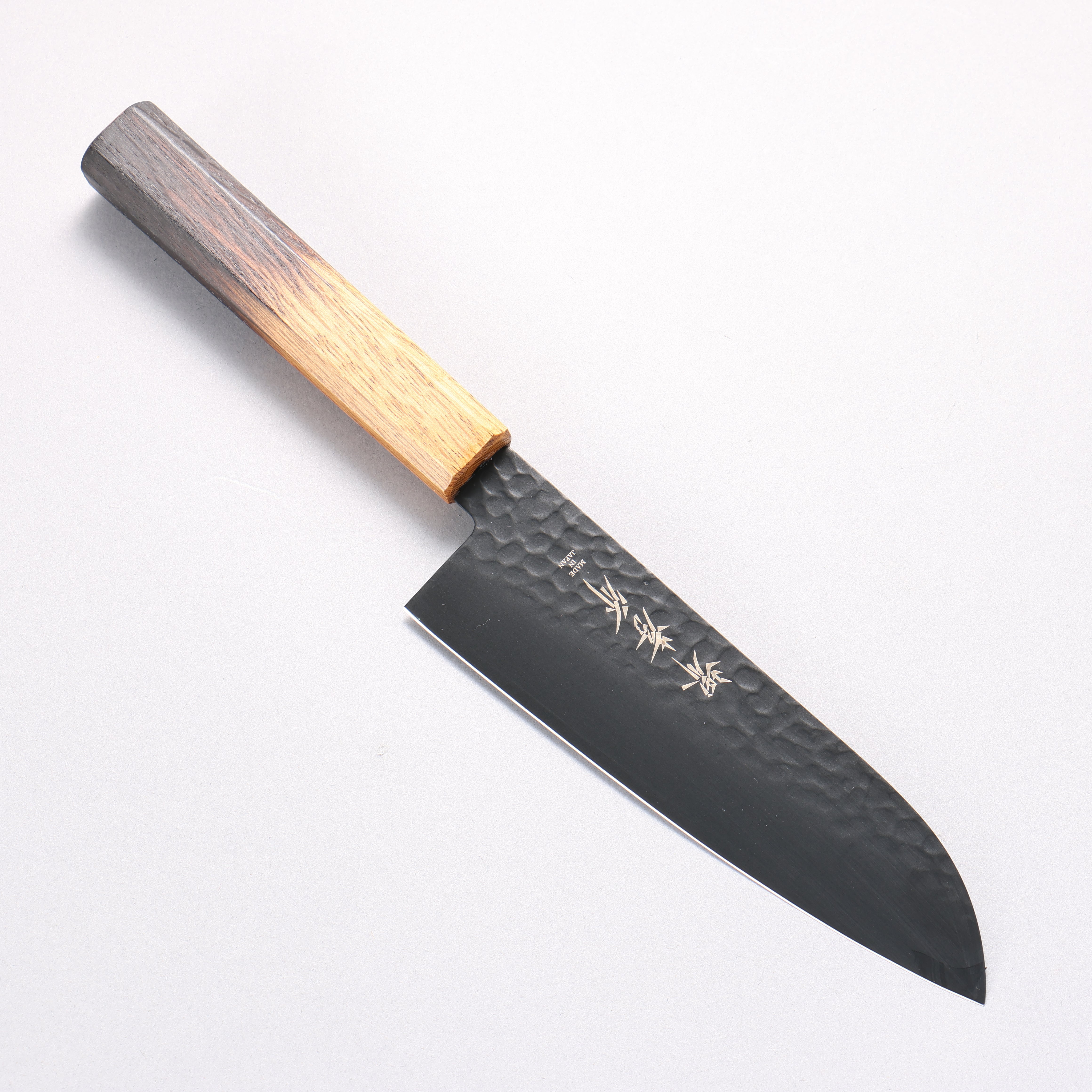 堺 孝行 黑影 VG10 鎚目 鐵氟龍塗層 三德刀 170mm 燒櫟木 握把 - 清助刃物