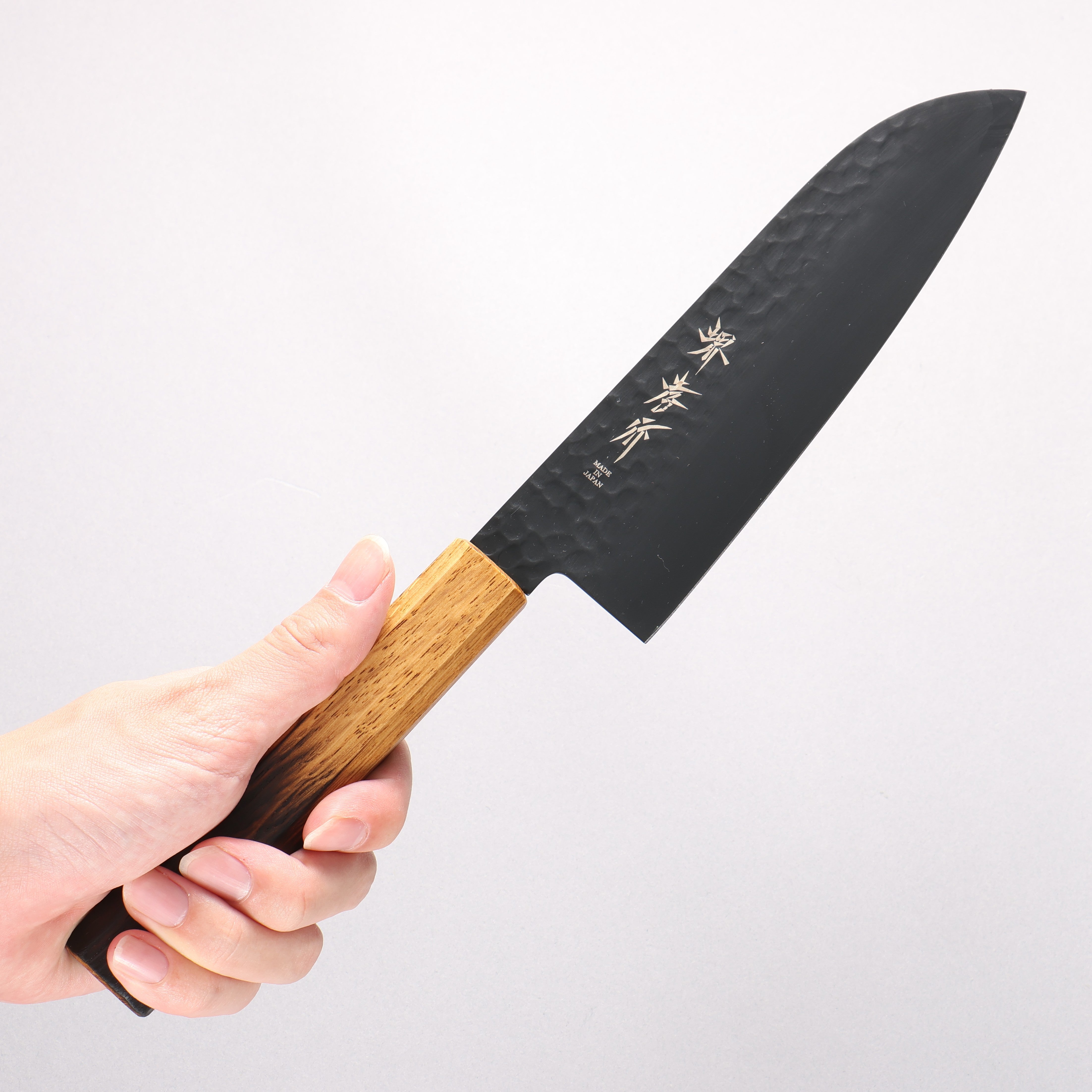 堺 孝行 黑影 VG10 鎚目 鐵氟龍塗層 三德刀 170mm 燒櫟木 握把 - 清助刃物