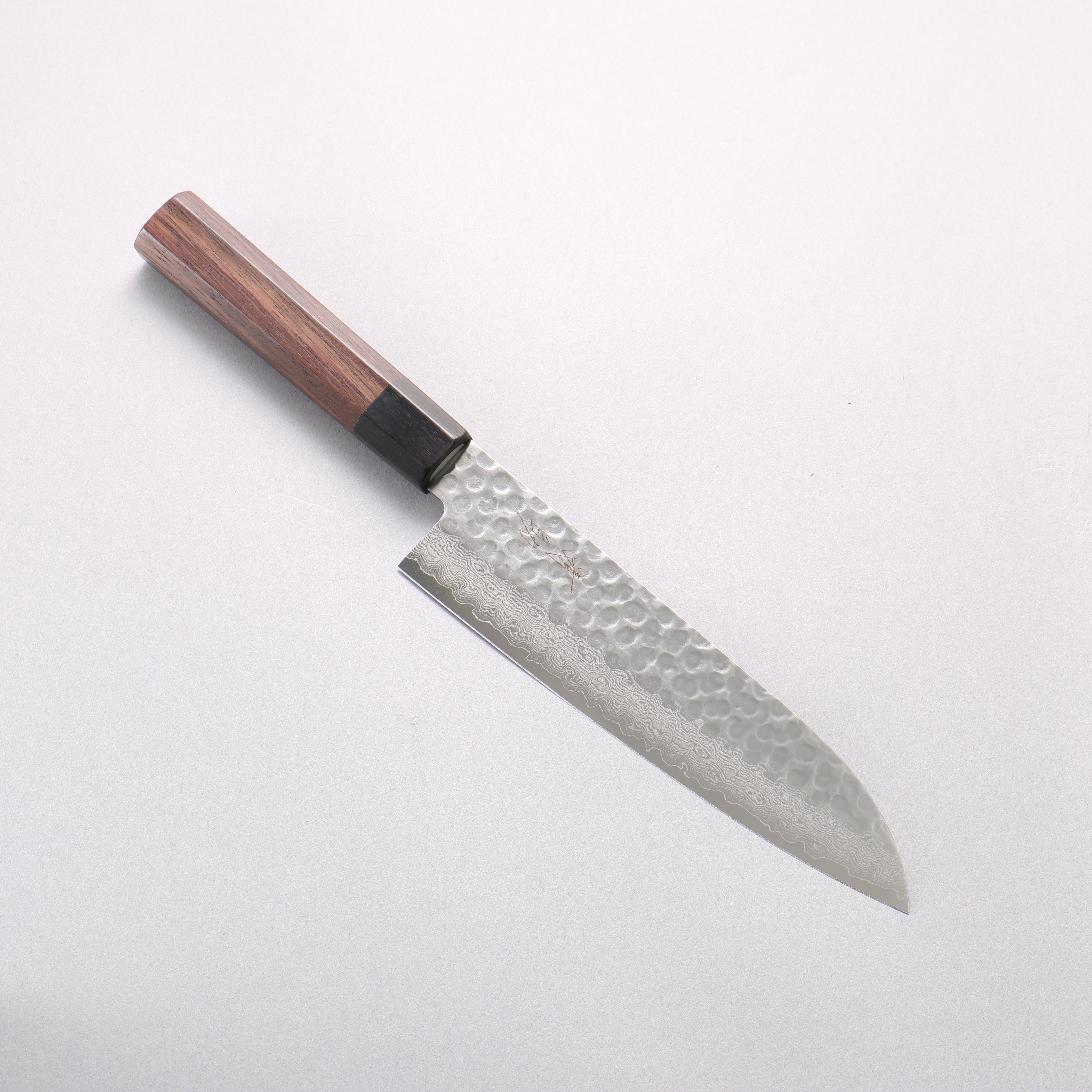 清助 VG10 鎚目 大馬士革紋 三德刀 180mm 紫檀木(口輪:黑合成木) 握把 - 清助刃物