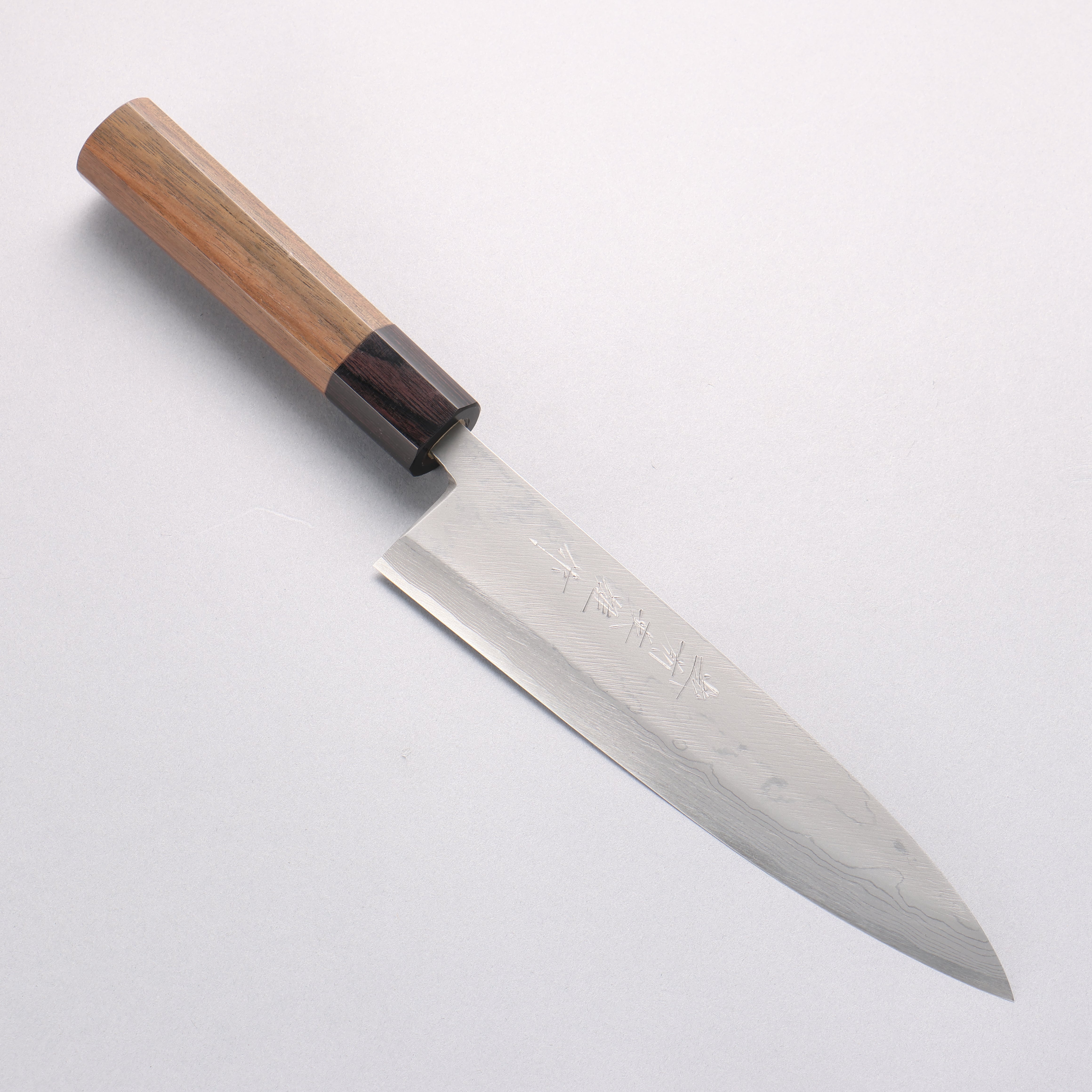 北岡 英雄 白鋼二號 大馬士革紋 身卸出刃 日本刀 210mm 紫檀木 握把 - 清助刃物