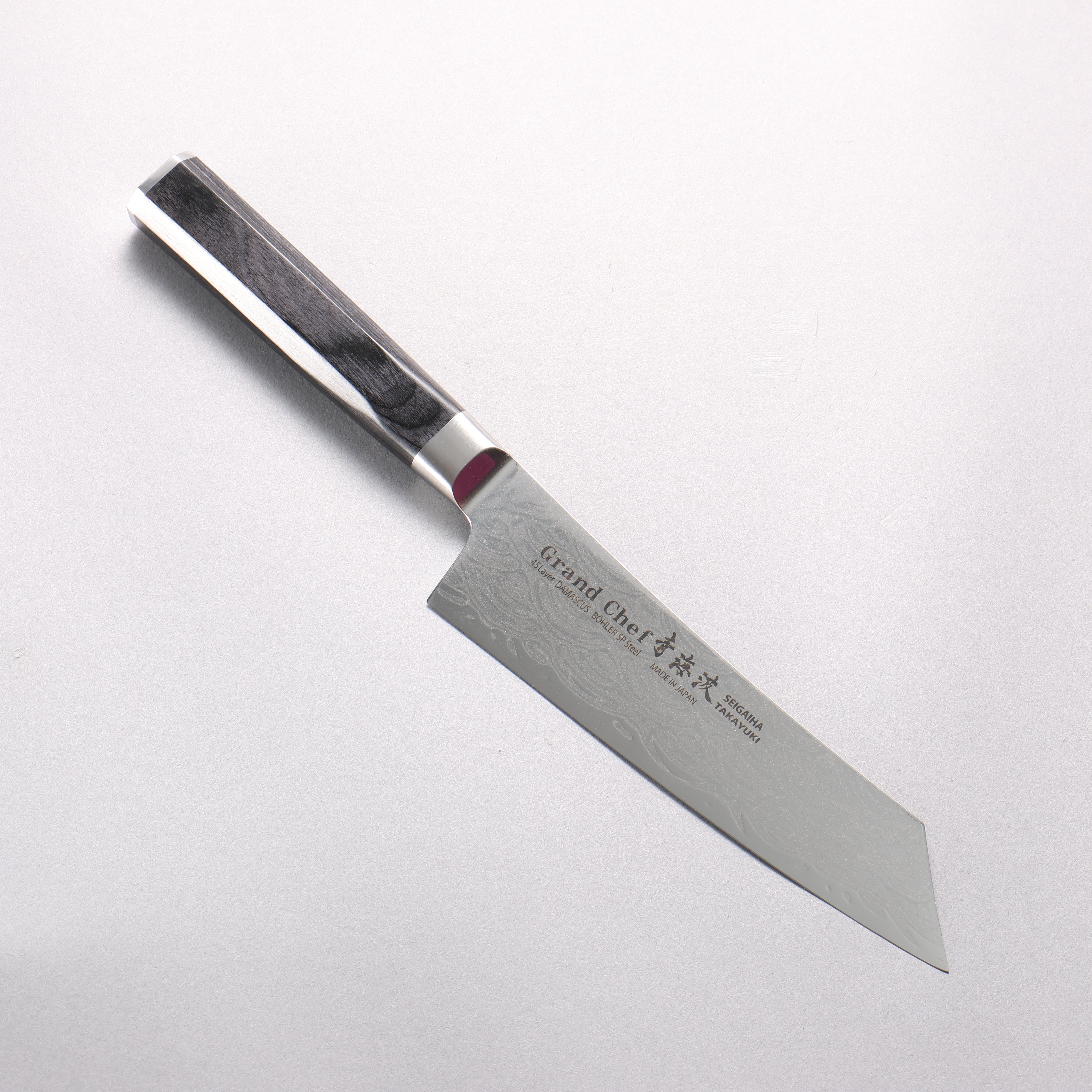 堺 孝行 青海波 Böhler SP 鋼 45層大馬士革紋 打磨處理 劍型三德刀 160mm 黑合成木 握把 - 清助刃物