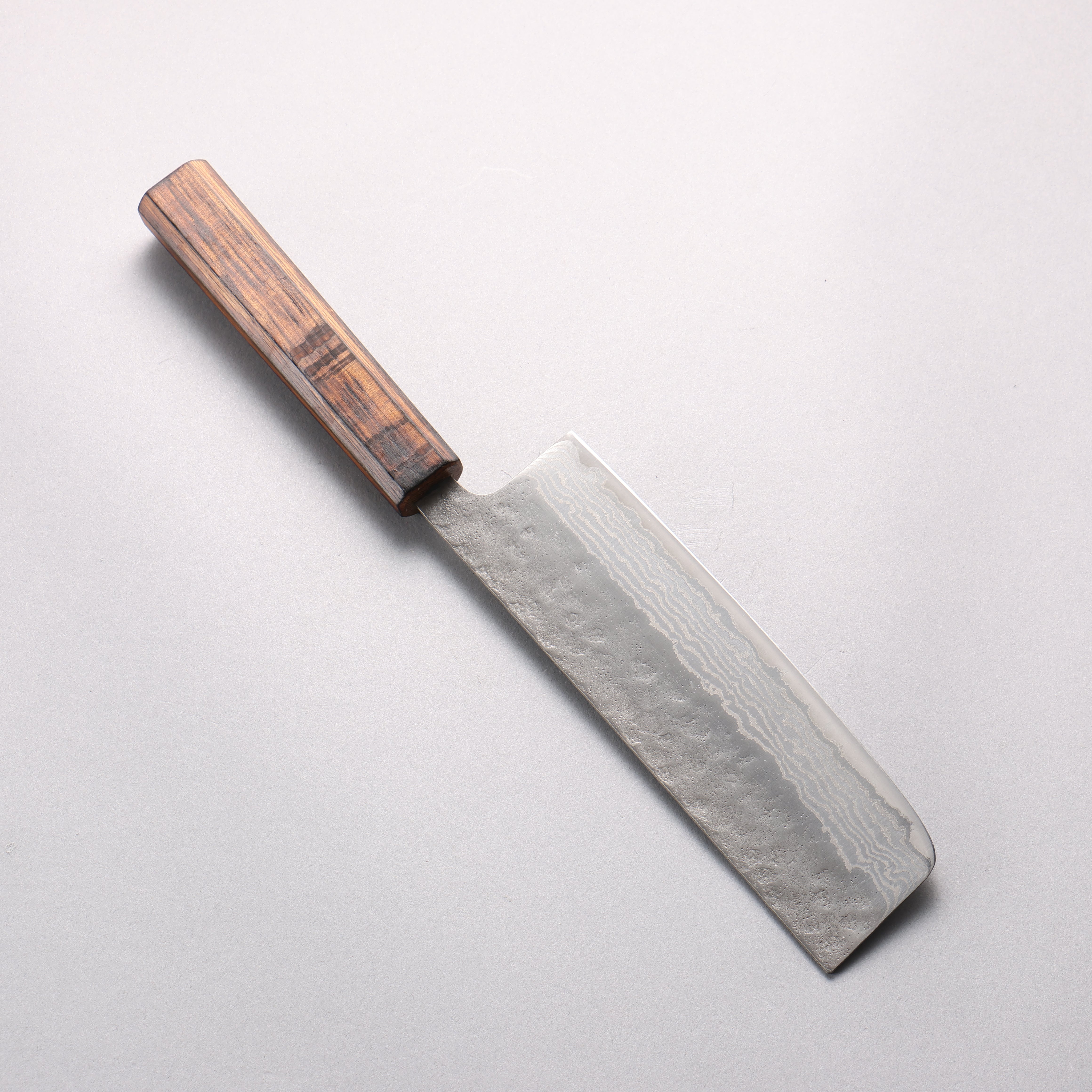 清助 不鏽鋼 440C 鎚目 大馬士革紋 菜切 165mm 橡木 握把 - 清助刃物