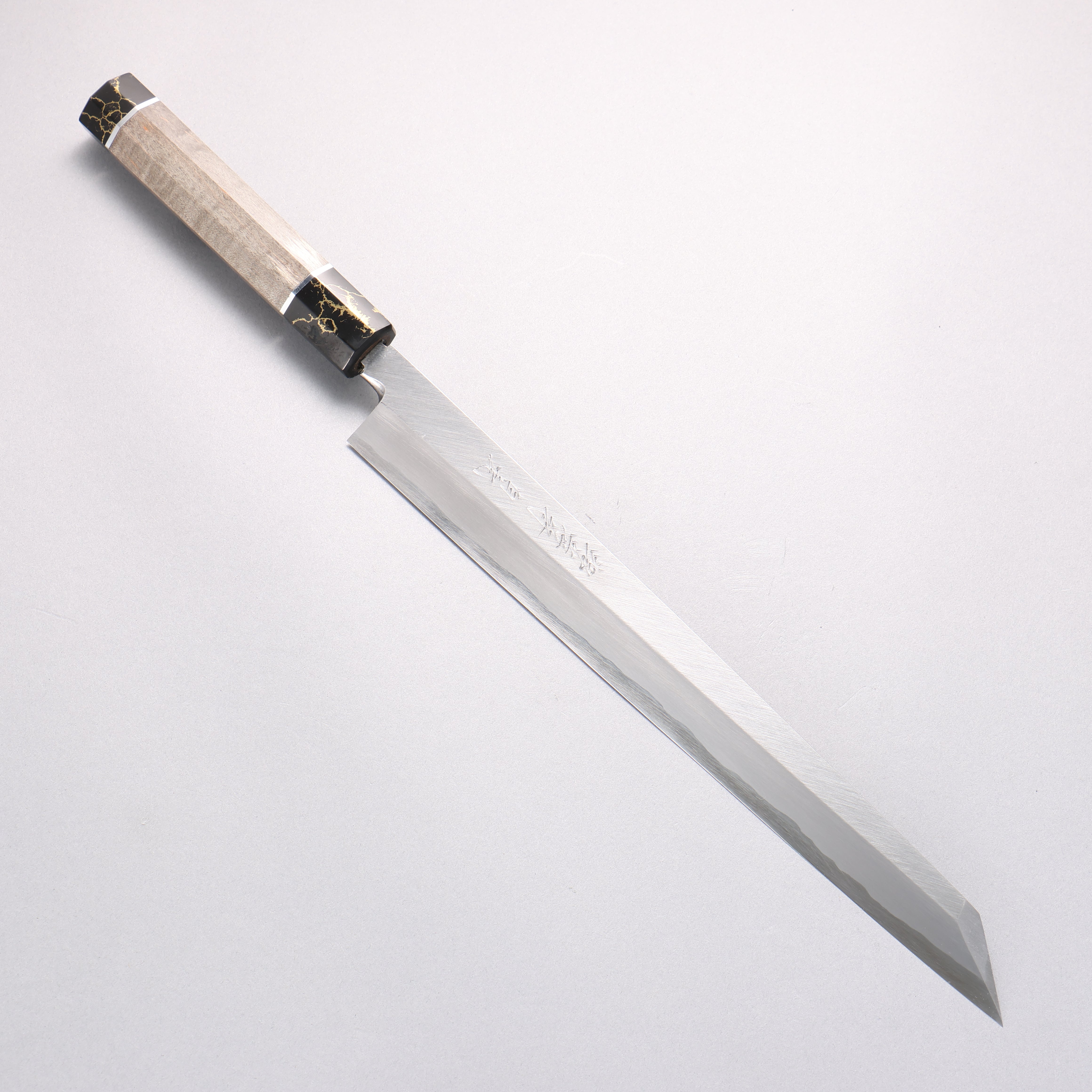 堺 孝行 白虎 白鋼一號 切付柳刃 300mm 穩定木 握把 附刀鞘 - 清助刃物