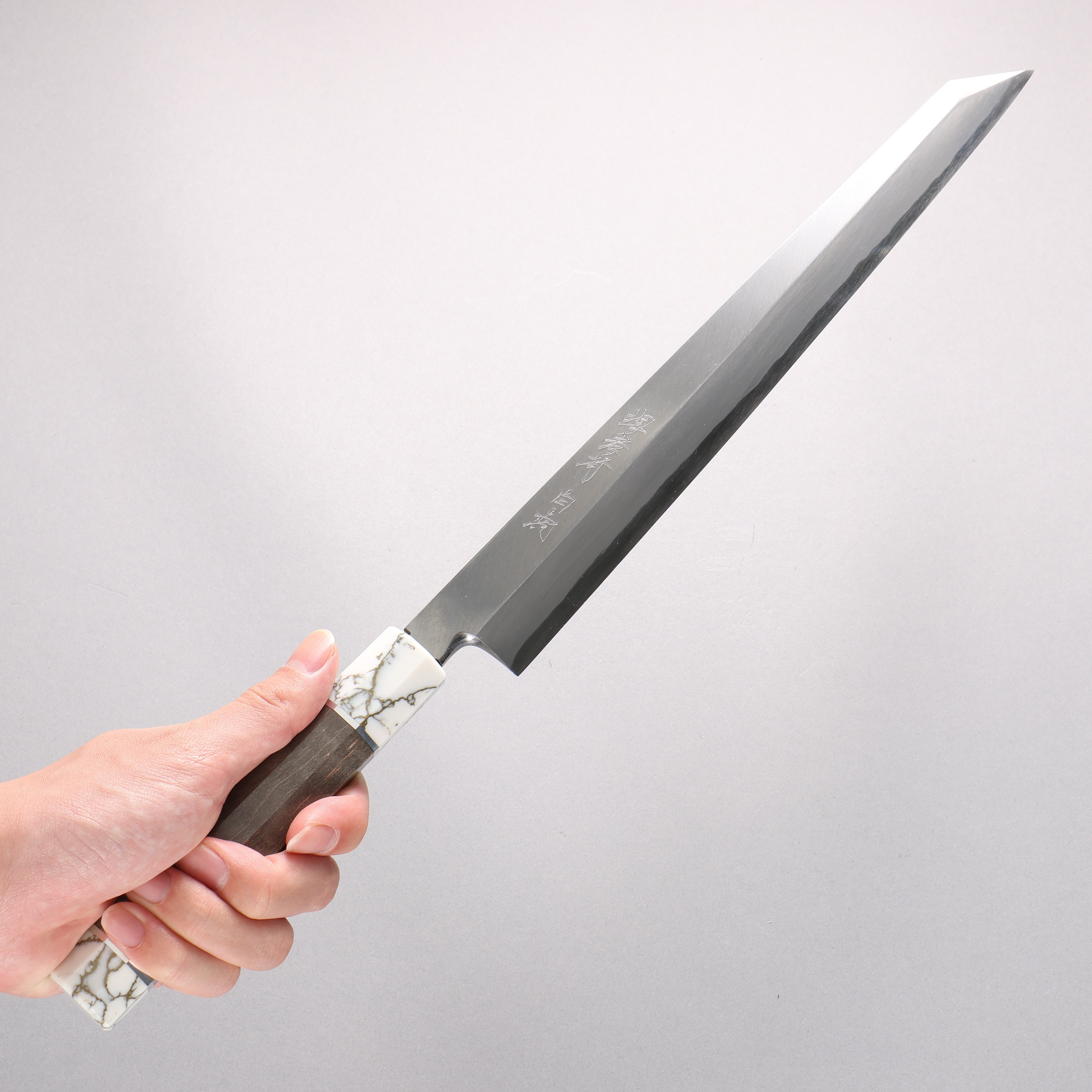 堺 孝行 白虎 白鋼一號 切付柳刃 300mm 穩定木 握把 附刀鞘 - 清助刃物