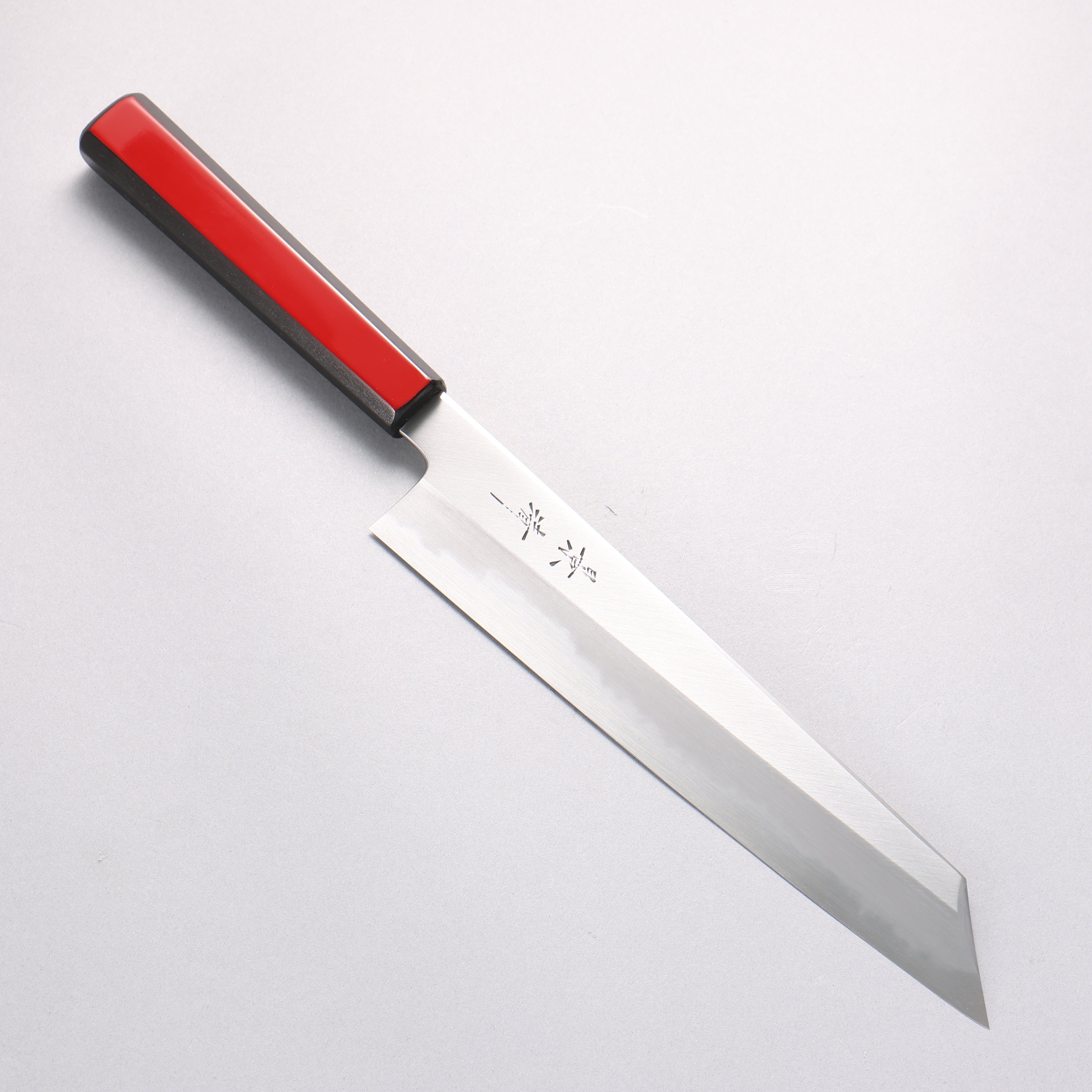 景清 白鋼一號 切付牛刀 240mm 赤呂漆塗 (木蘭) 握把 - 清助刃物