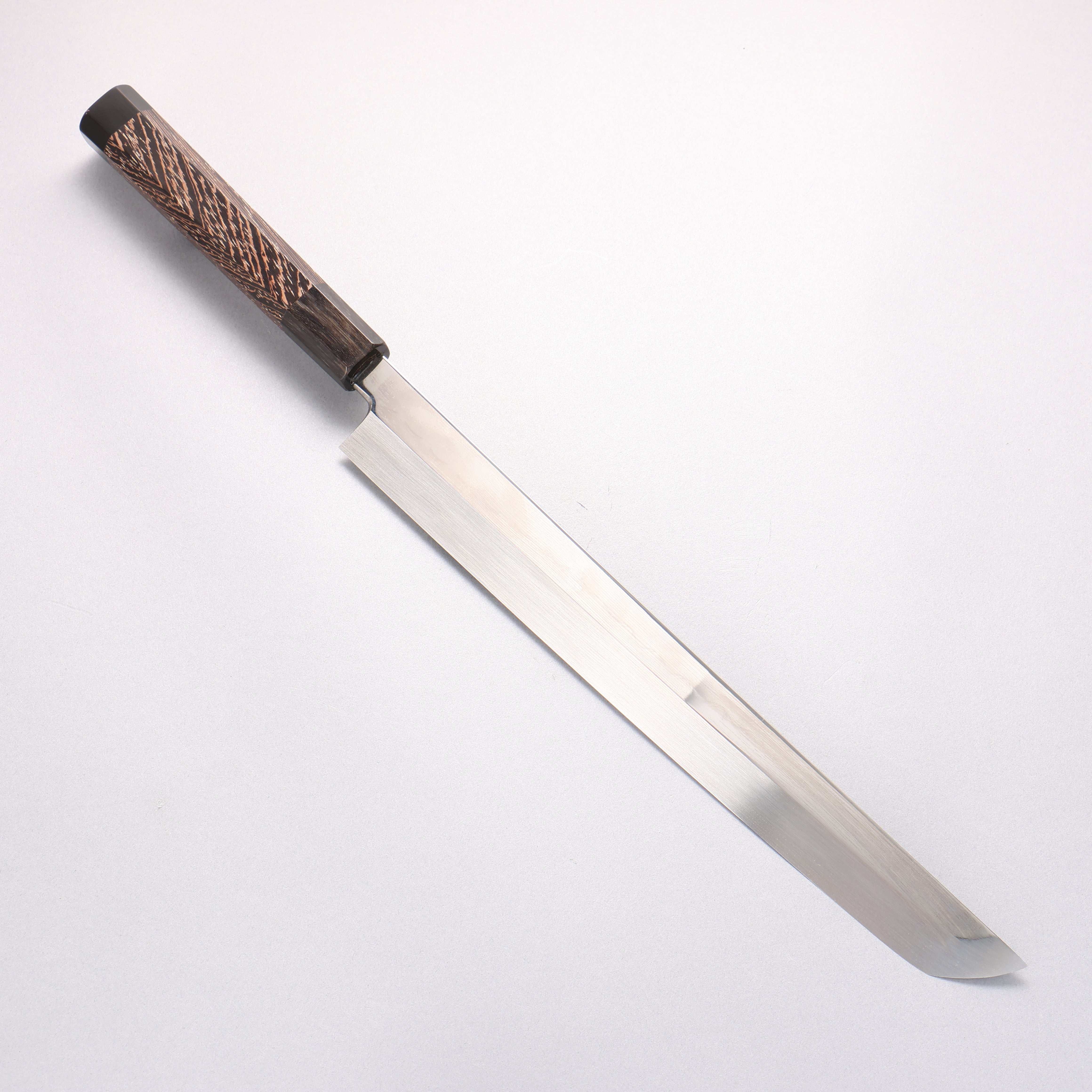 堺 孝行 水本燒 白鋼二號 鏡面處理 先丸柳刃 300mm 雞翅木(兩側帶水牛環型設計) 握把 附刀鞘 - 清助刃物