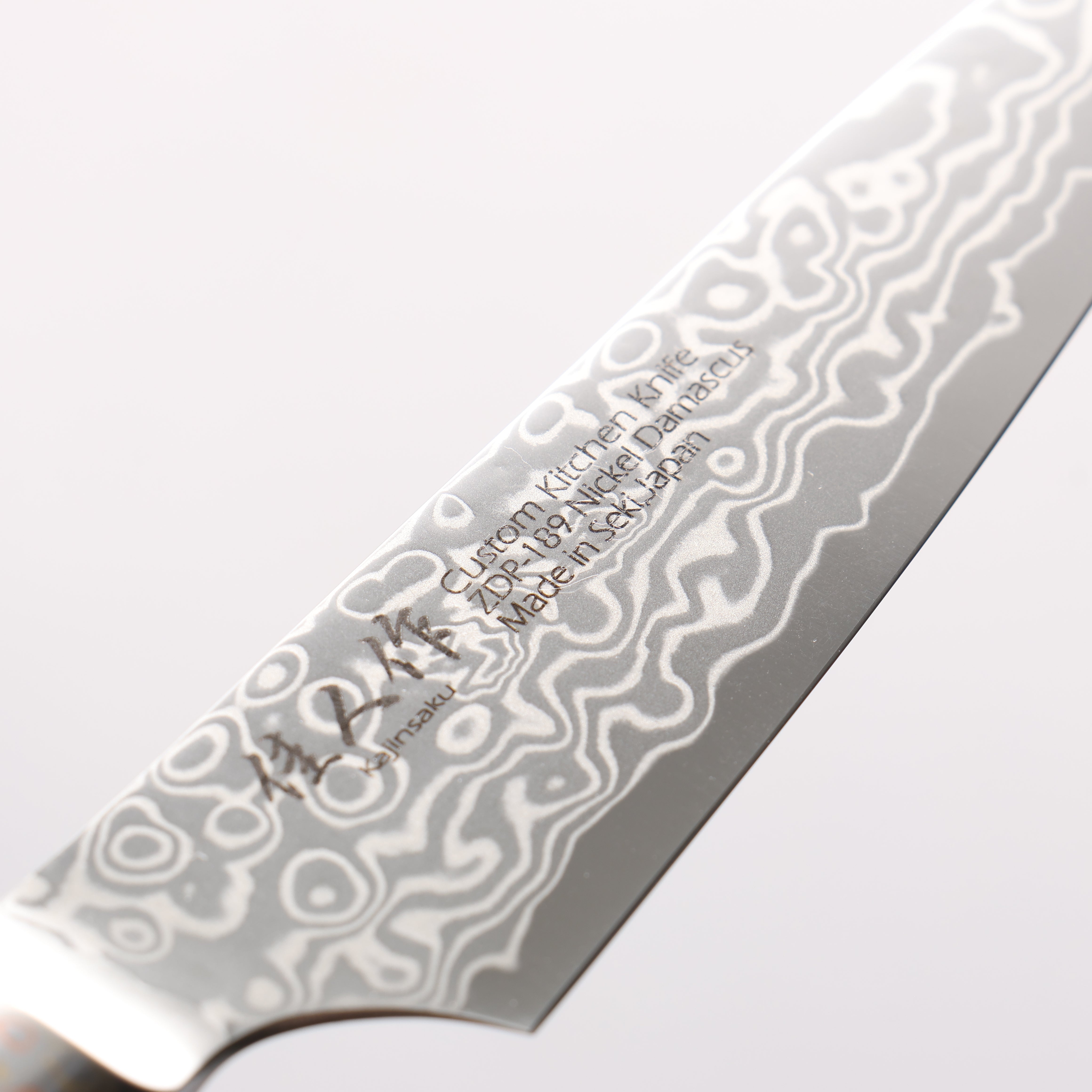 佳人 ZDP189 大馬士革紋 打磨處理 多用途小刀 95mm 哈納林瘤嵌細工 握把 - 清助刃物
