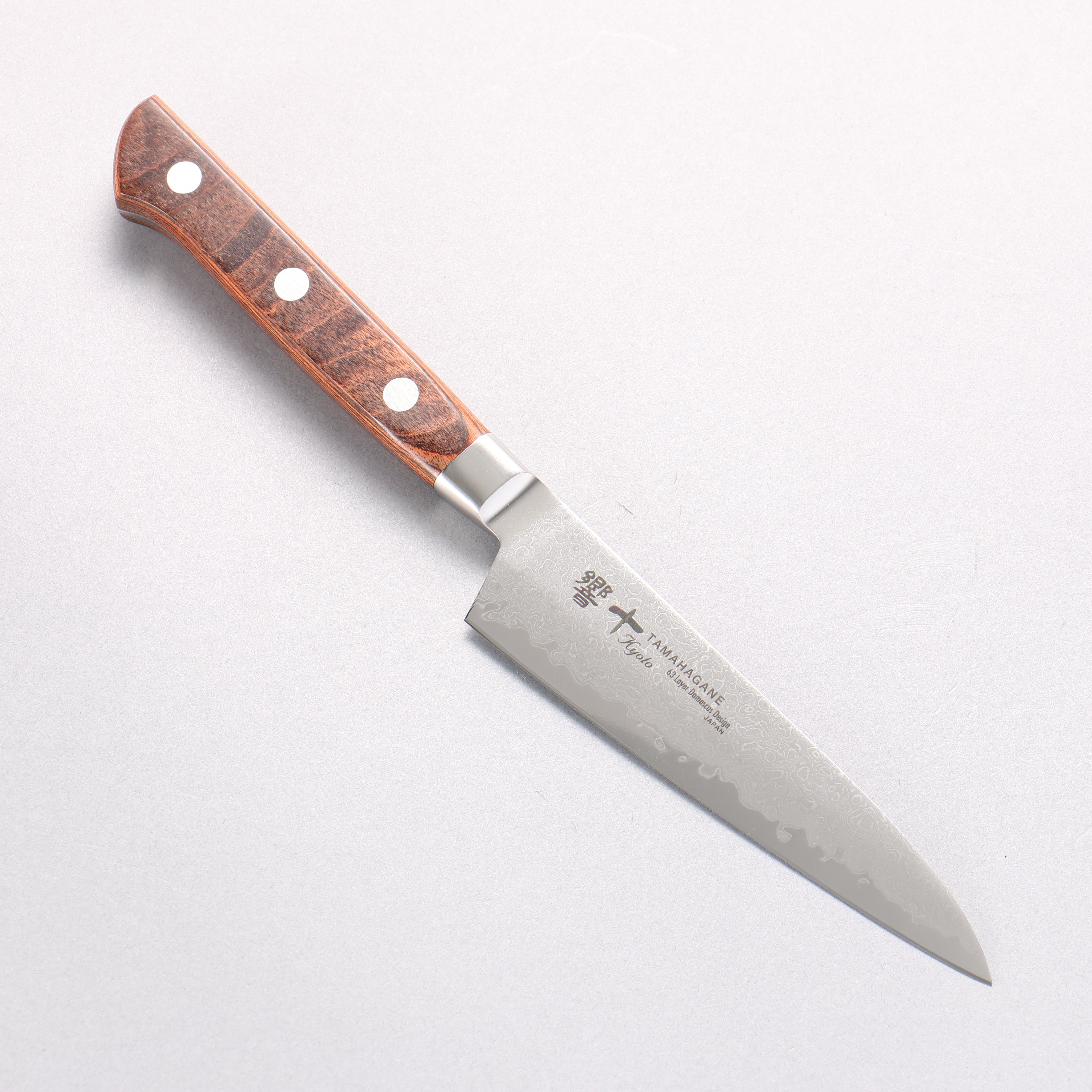 玉鋼 響十 63層 大馬士革紋 多用途小刀 120mm KP-1108 - 清助刃物