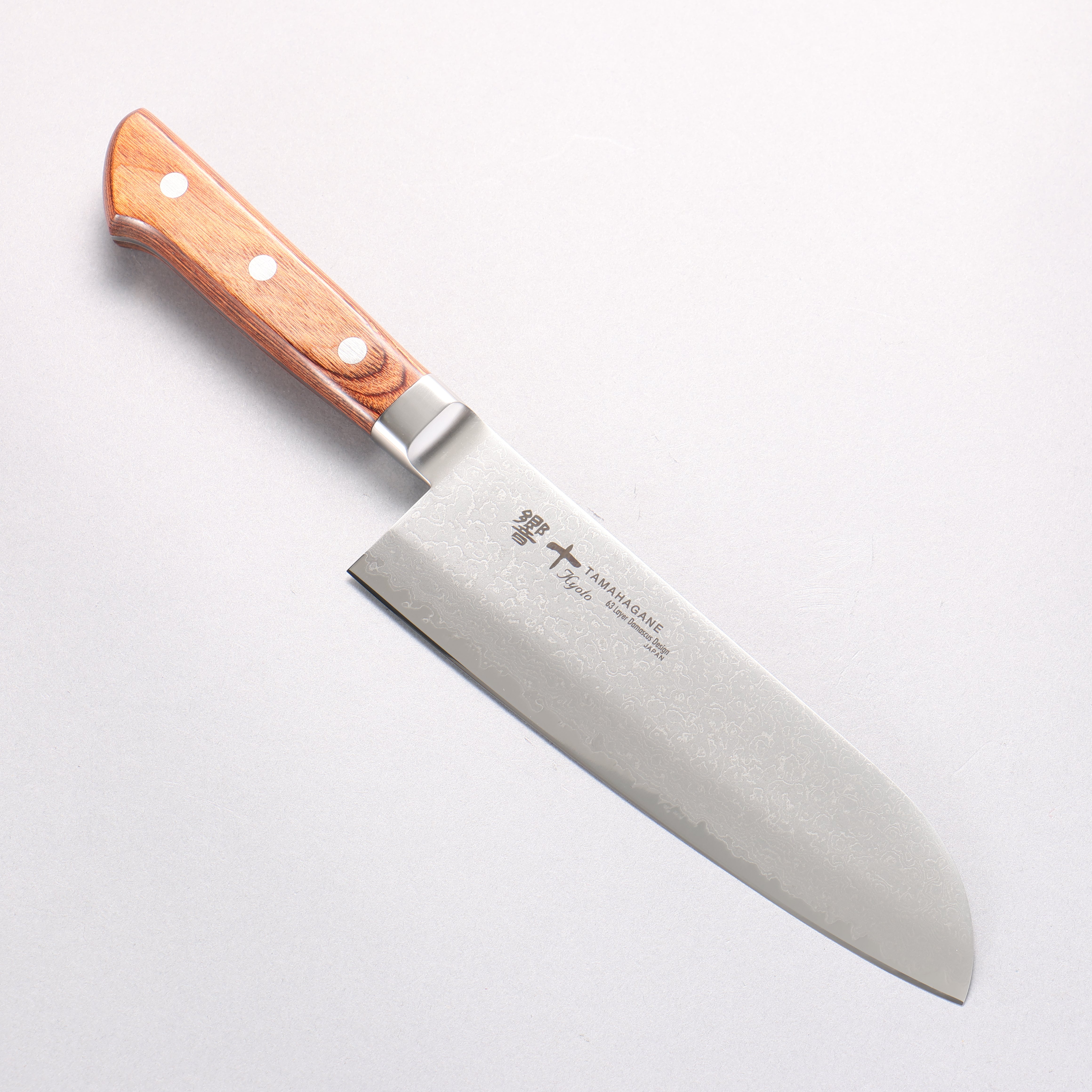 玉鋼 響十 63層 大馬士革紋 三德刀 175mm KP-1114 - 清助刃物