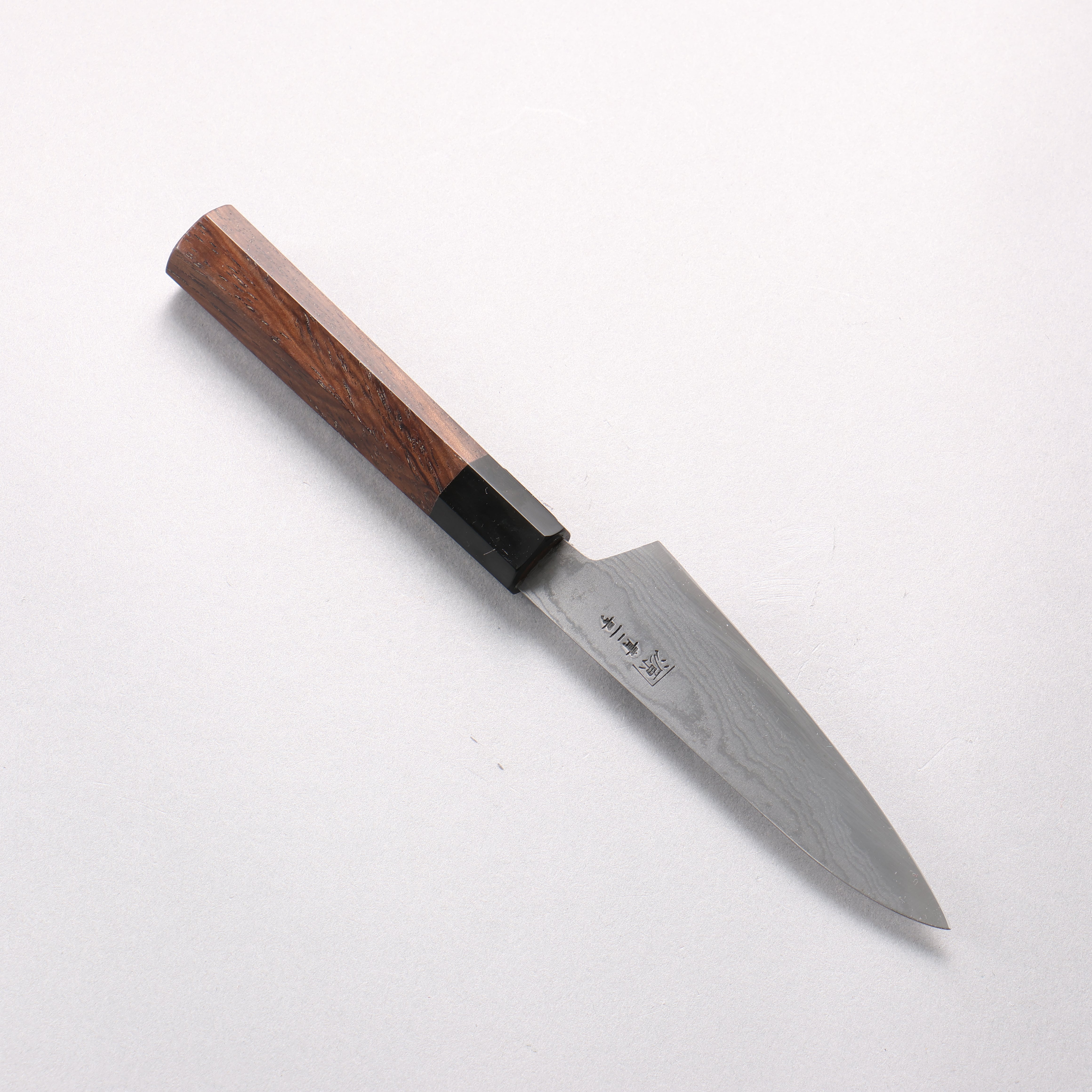 田中 誠貴 青鋼二號 大馬士革紋 多用途小刀 120mm 核桃木 握把 - 清助刃物