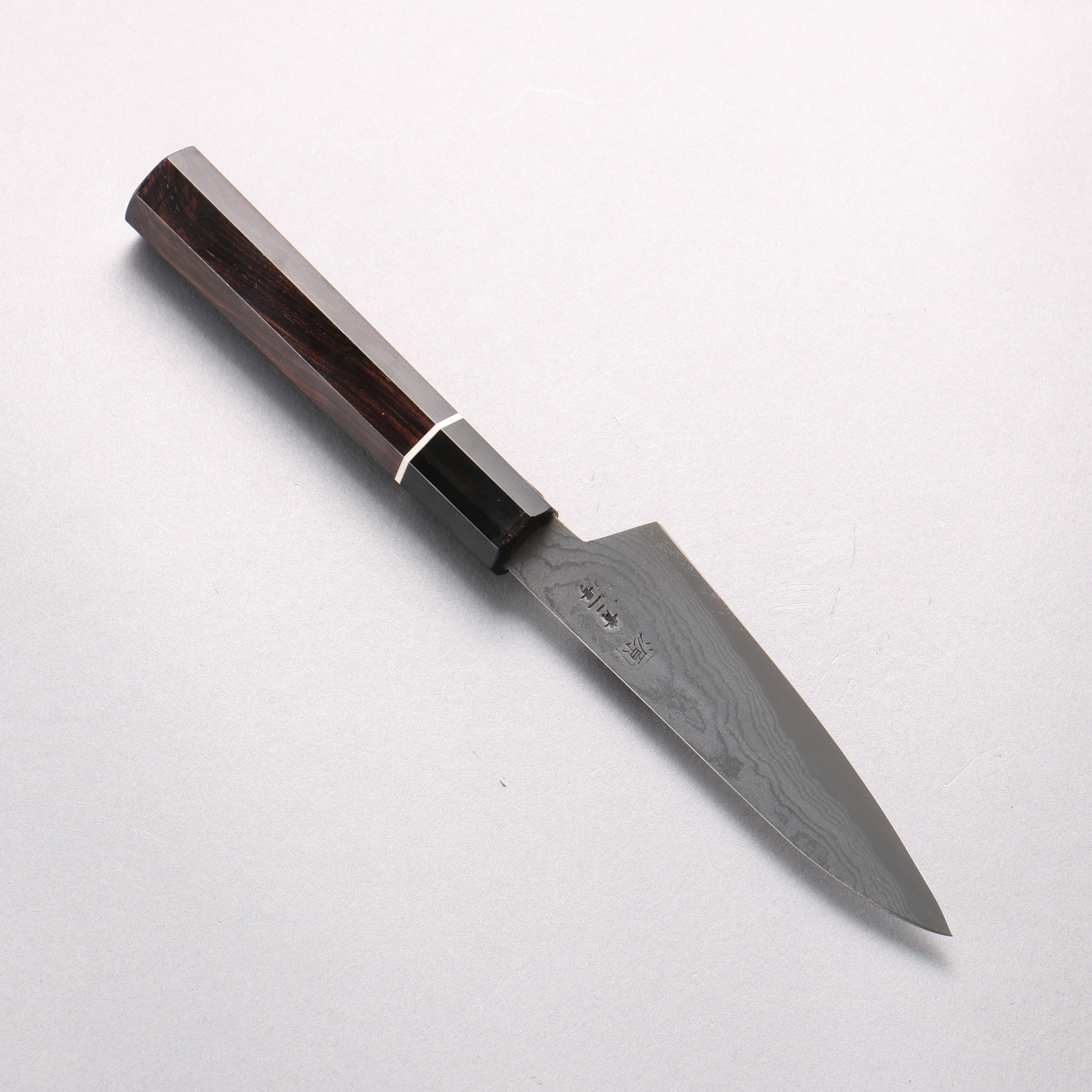 田中 誠貴 青鋼二號 大馬士革紋 多用途小刀 120mm 黑檀 握把 - 清助刃物
