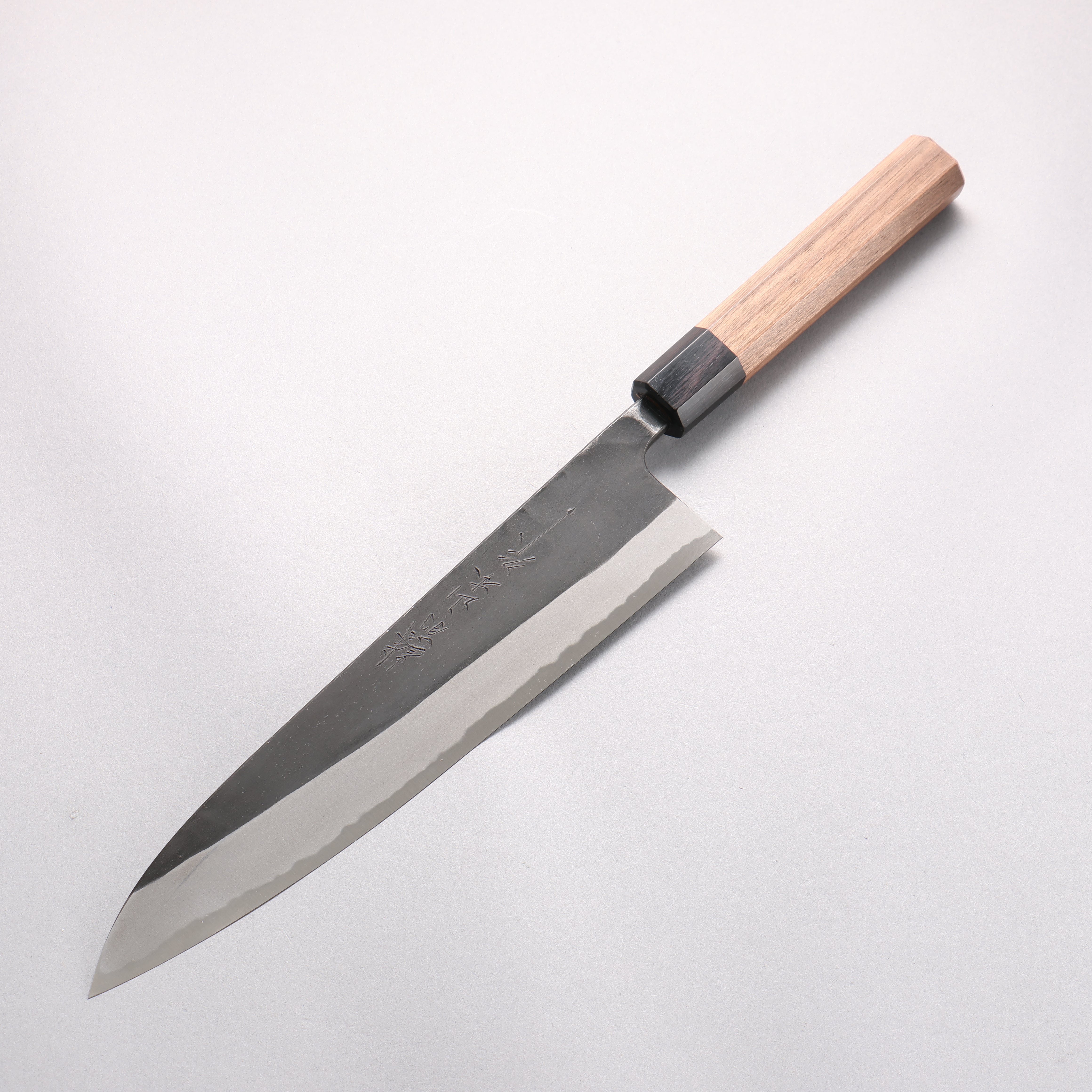 山本 直 安來青鋼 黑打 牛刀 240mm 核桃木 握把 - 清助刃物