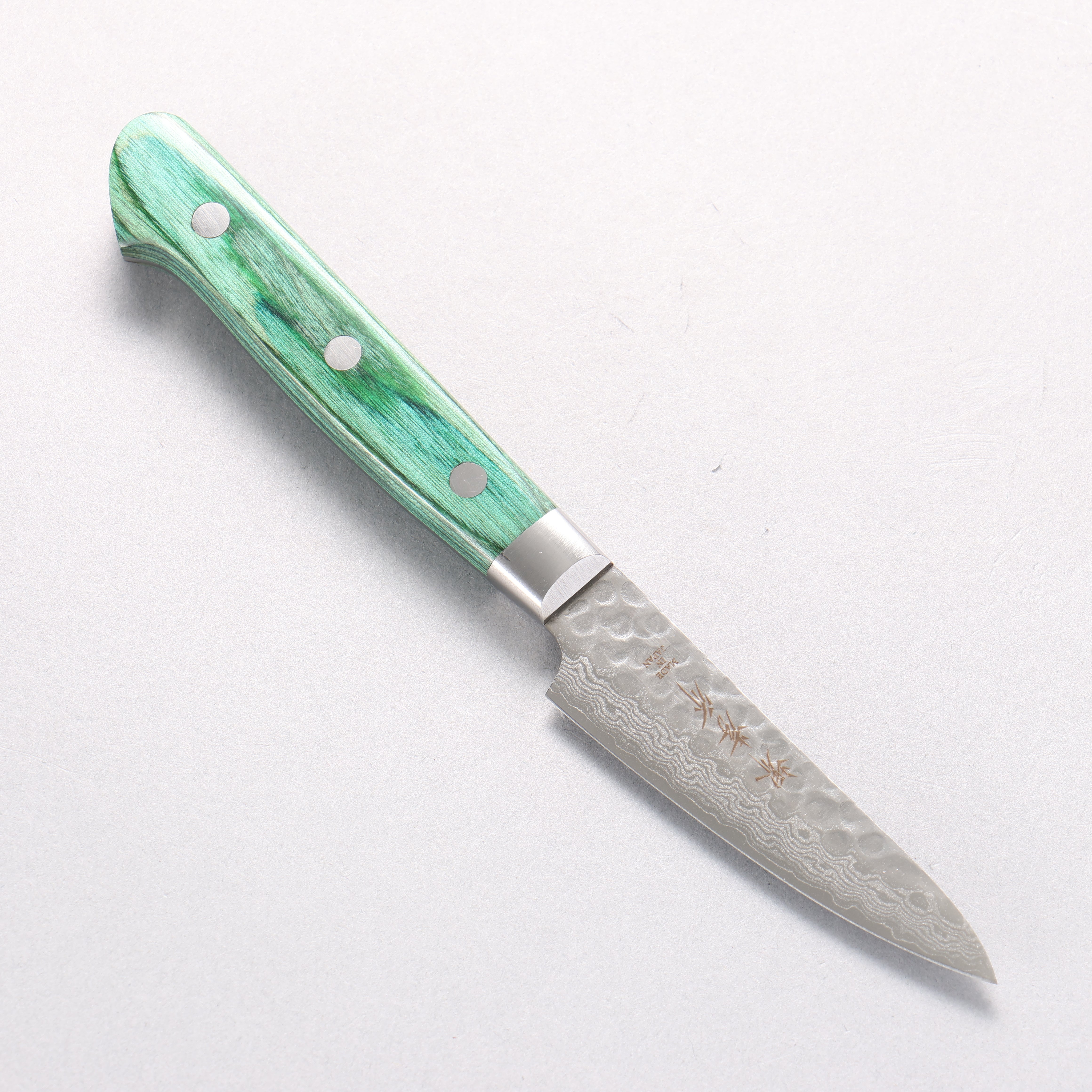 堺 孝行 VG10 17層大馬士革紋 多用途小刀 80mm 合成木(綠色) 握把 - 清助刃物