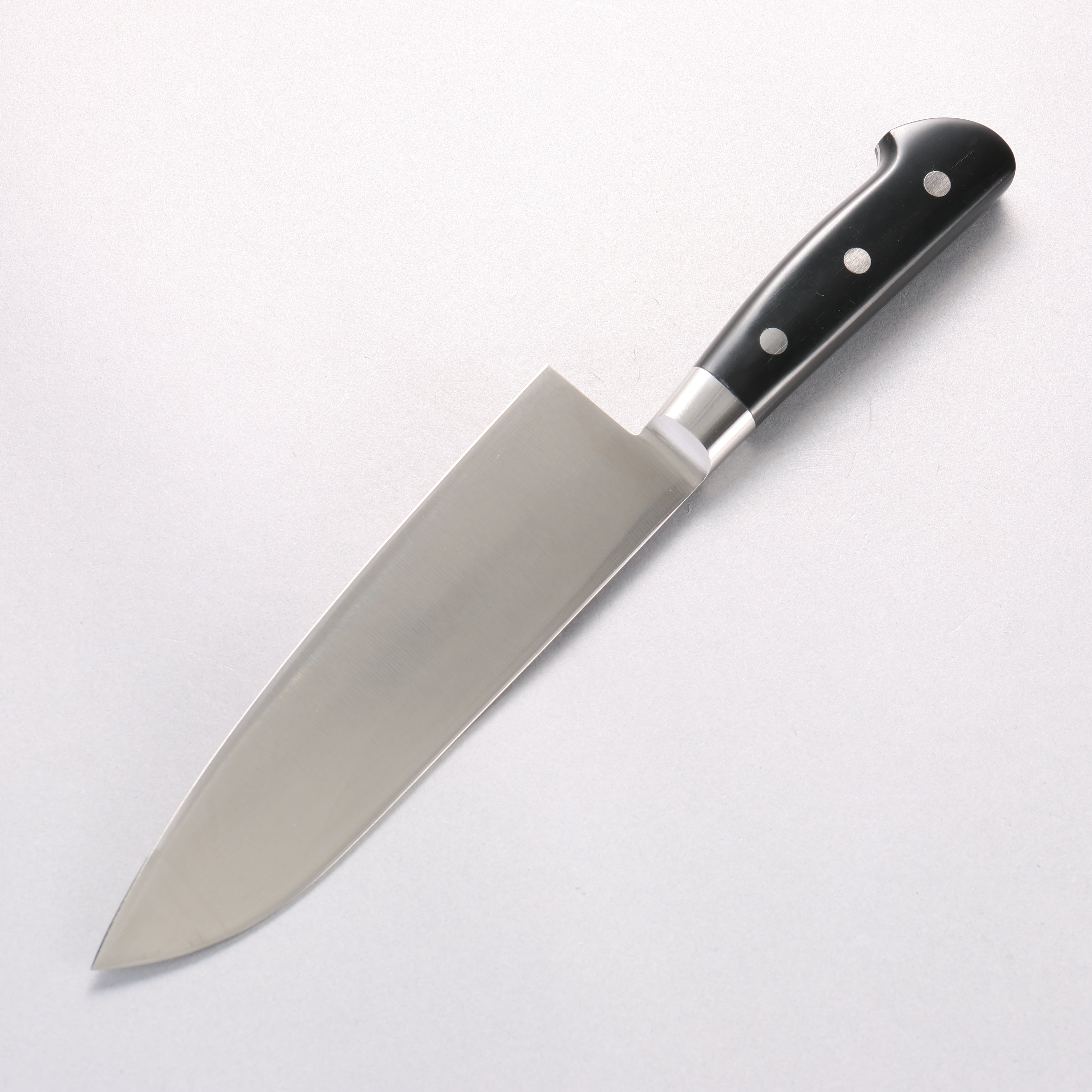 伊勢屋 鉬鋼(MOL) 三德刀 180mm 黑米卡塔(樹脂複合材料) 握把 - 清助刃物
