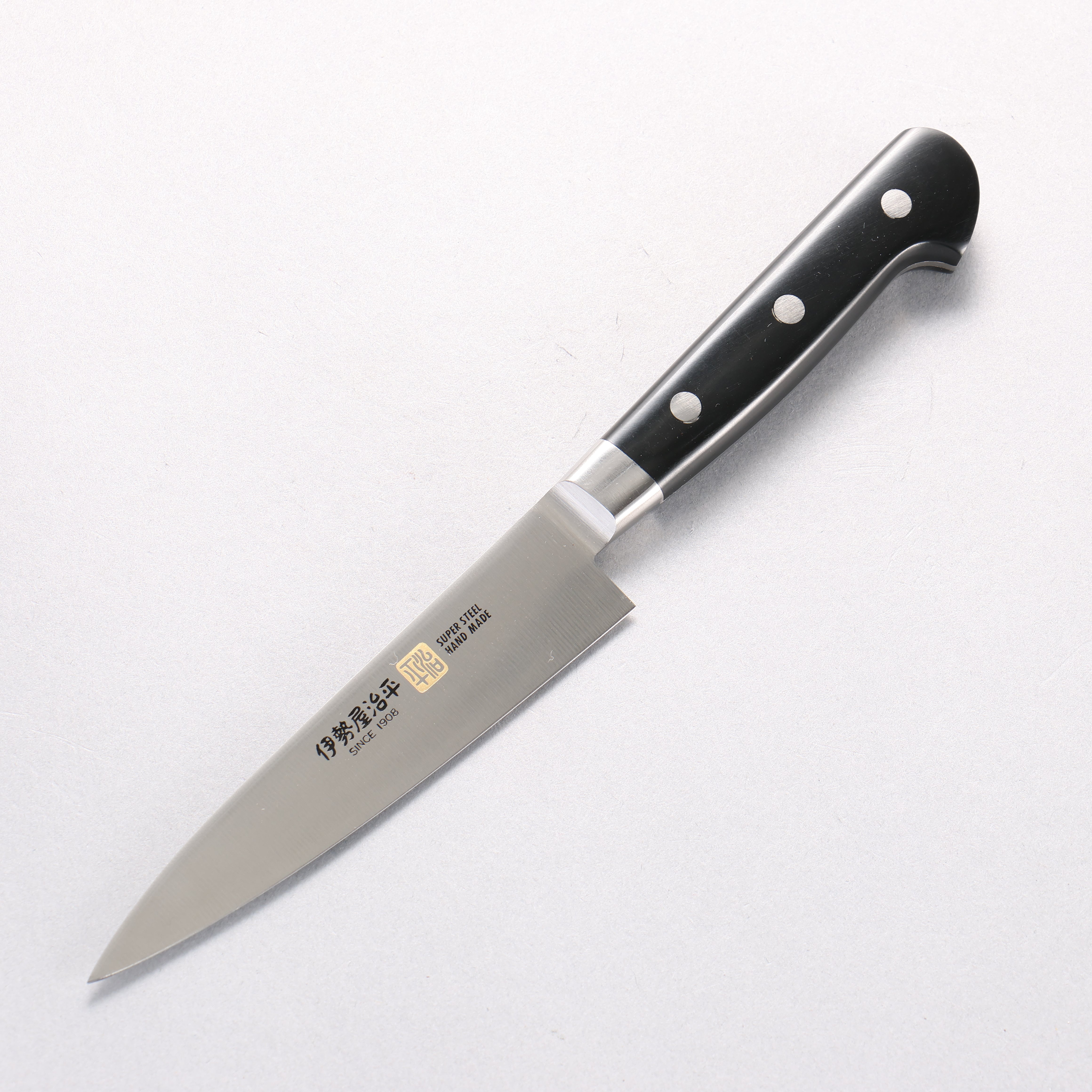 伊勢屋 鉬鋼(MOL) 多用途小刀 120mm 黑米卡塔(樹脂複合材料) 握把 - 清助刃物