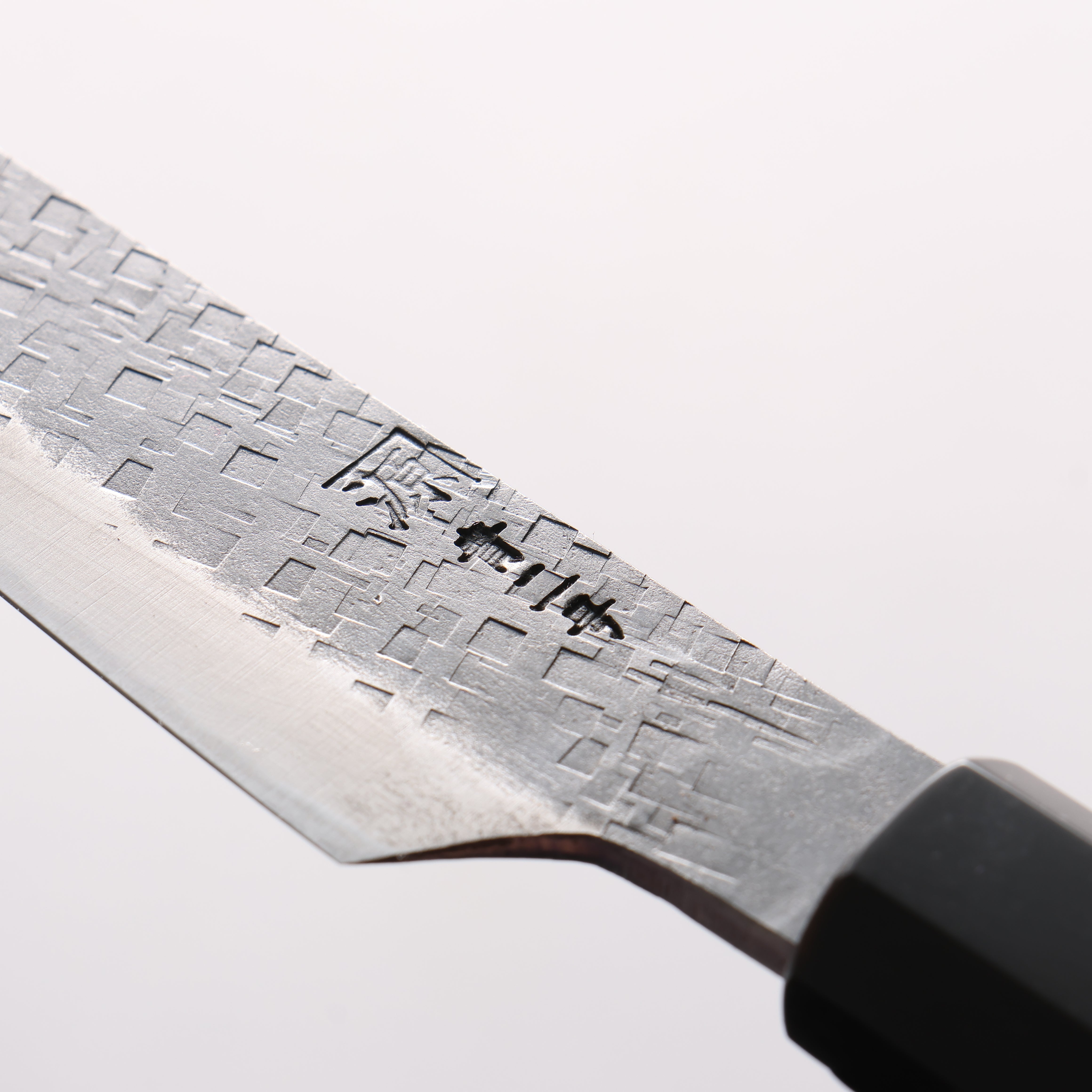 田中 誠貴 鐵火 青鋼二號 黑打 鎚目 (角) 切付多用途小刀 120mm 核桃木 握把 - 清助刃物