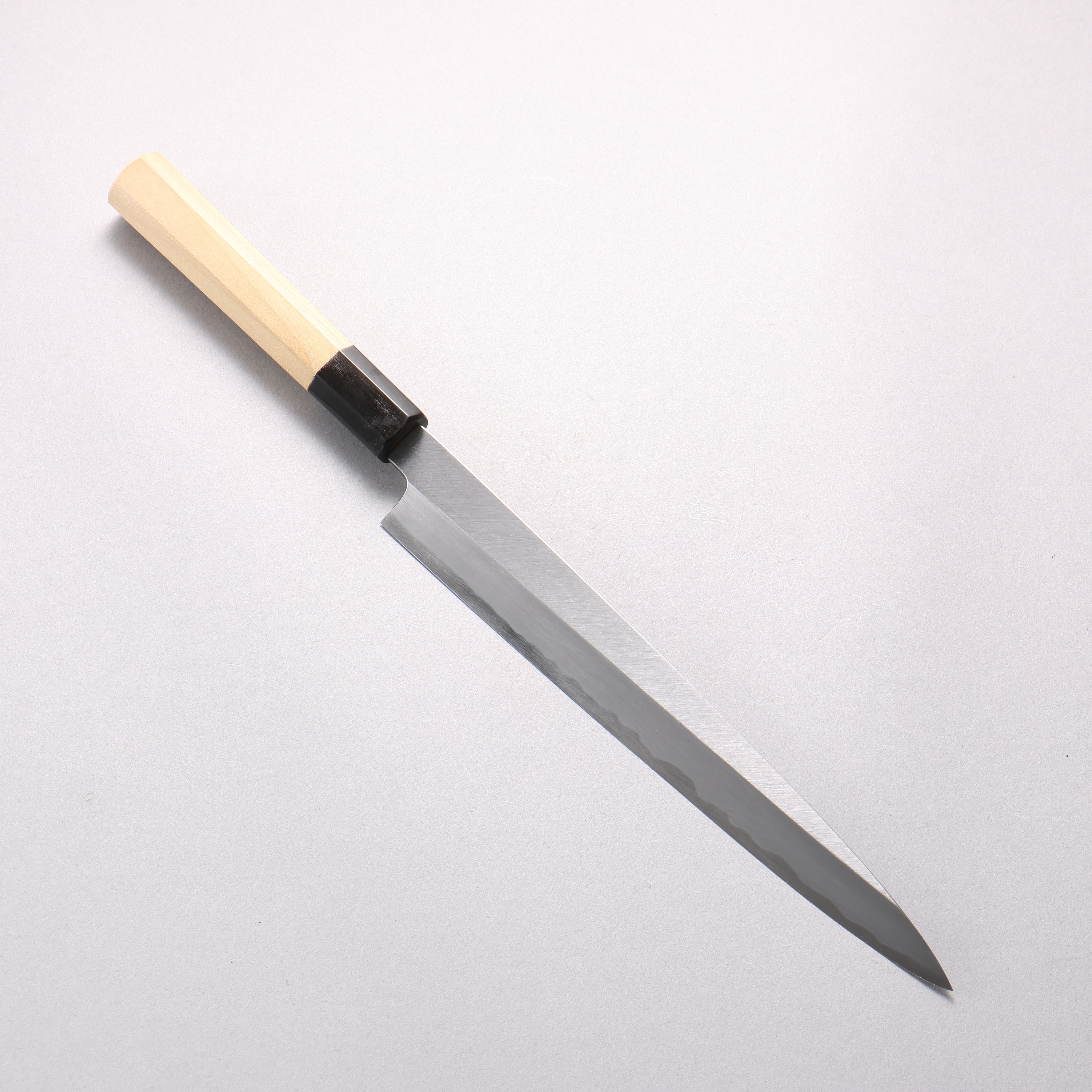 源 昭忠 白鋼二號 柳刃 240mm 木蘭(口輪:水牛角) 握把 - 清助刃物