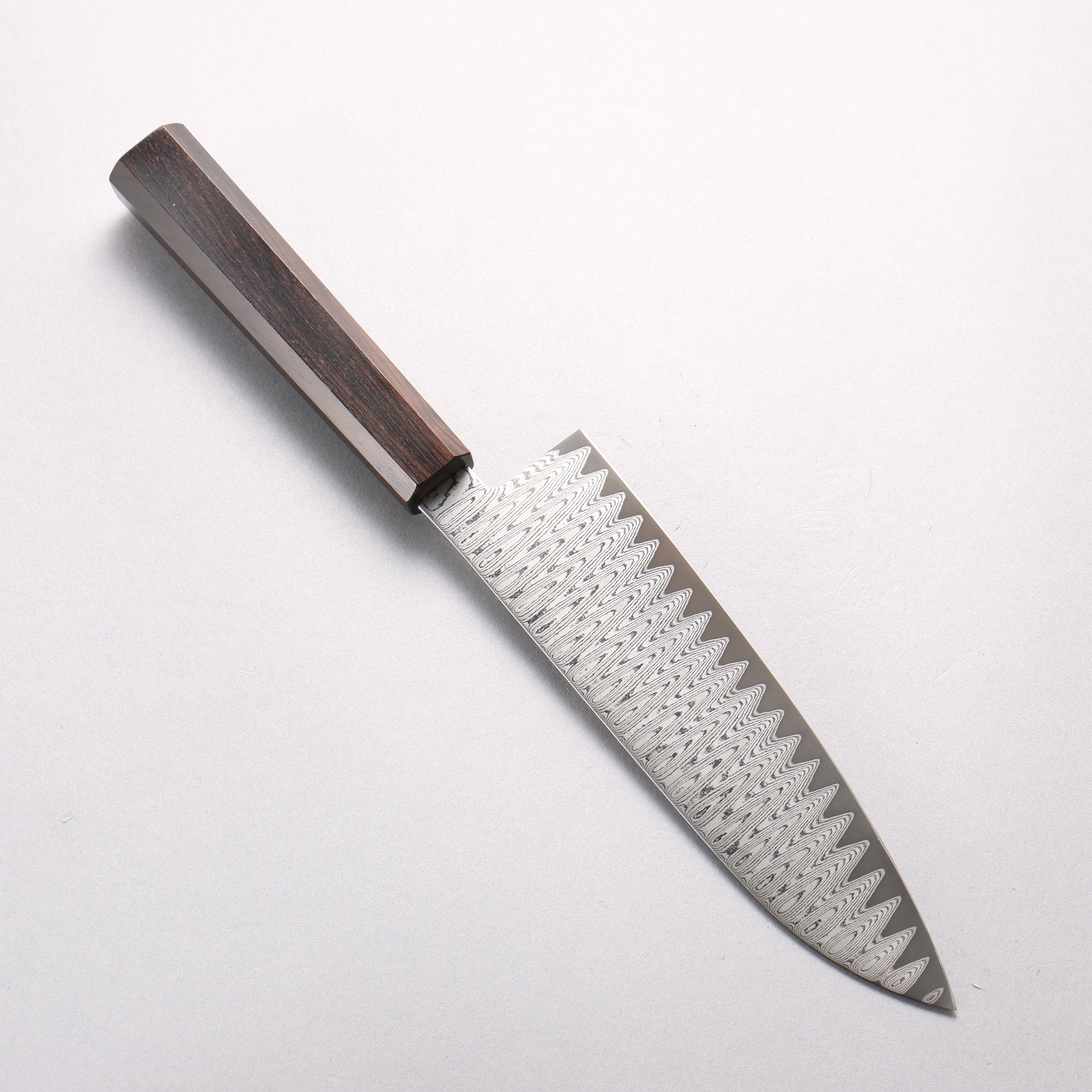 寬丈 VG10 大馬士革紋 階梯圖樣 三德刀 180mm 黑檀 握把 - 清助刃物