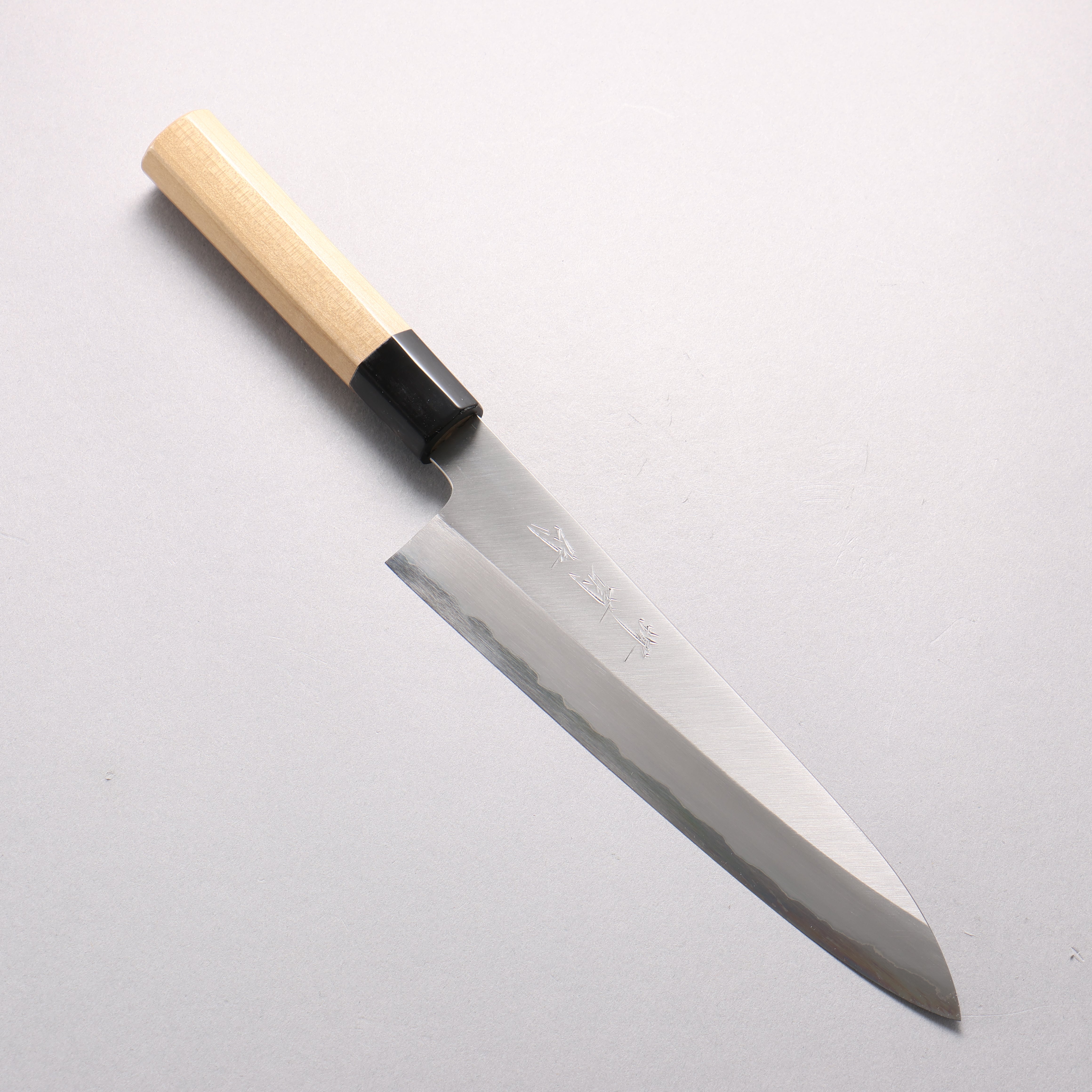 堺 菊守 白鋼一號 牛刀 210mm 木蘭(口輪:水牛角) 握把 - 清助刃物