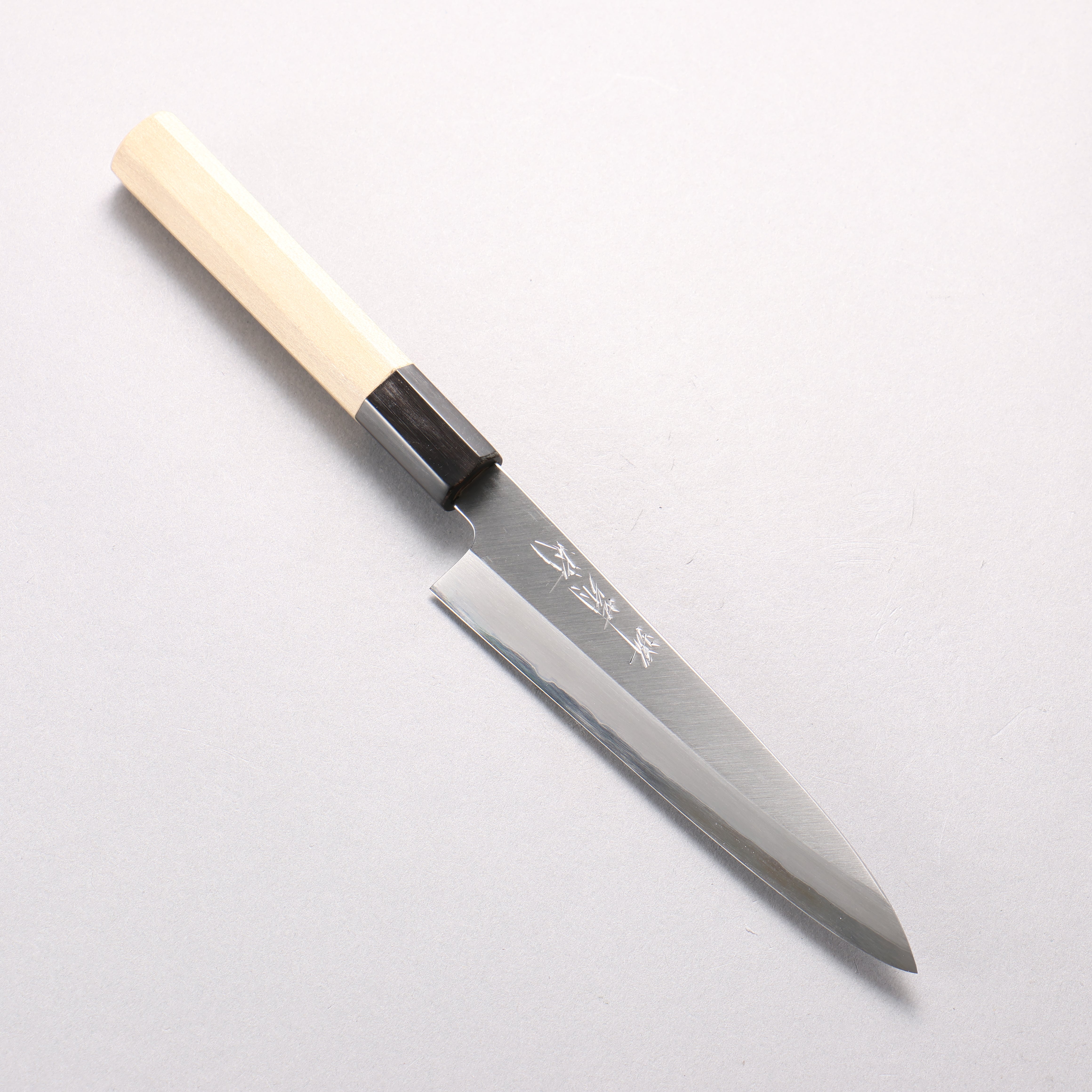 堺 菊守 白鋼一號 多用途小刀 150mm 木蘭(口輪:水牛角) 握把 - 清助刃物