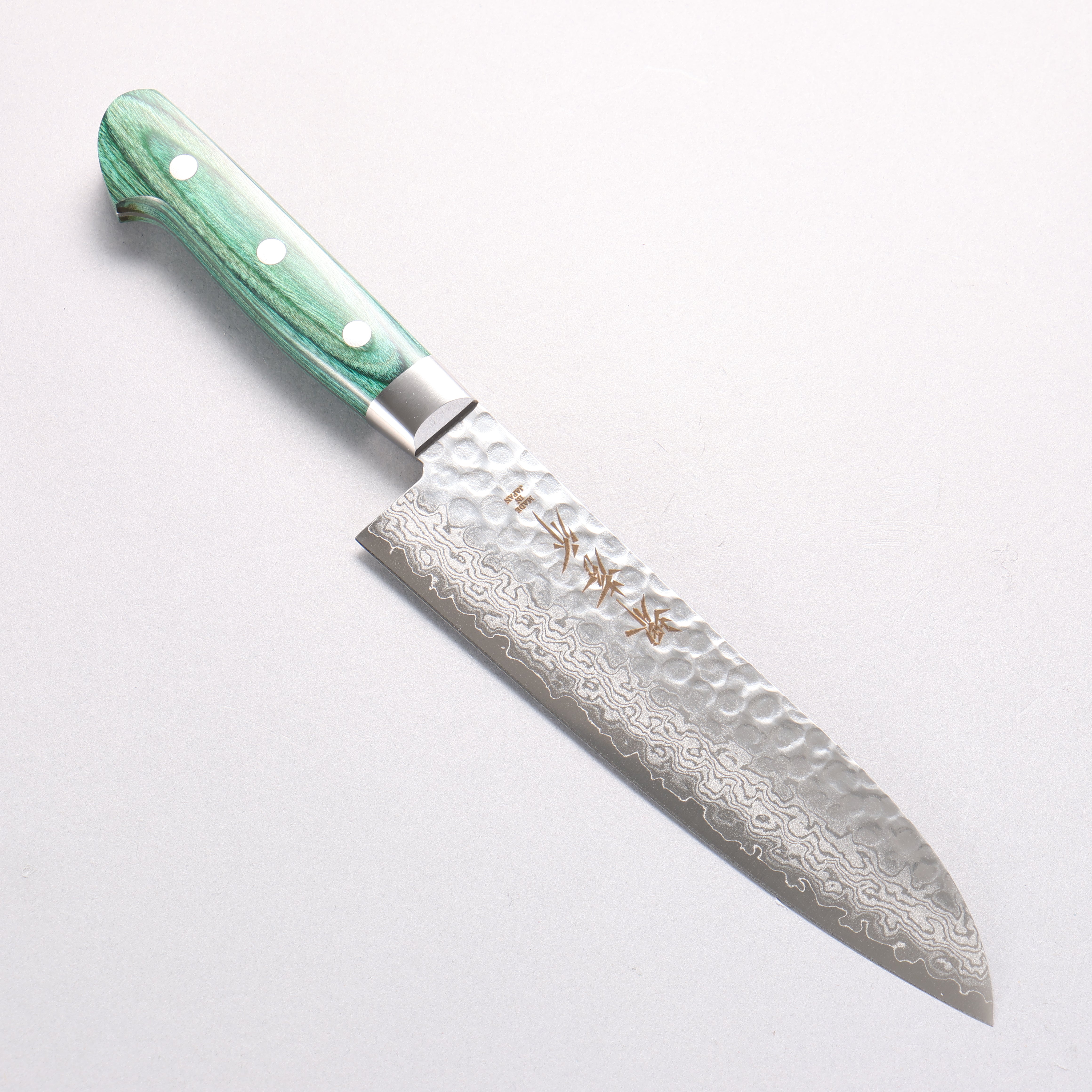 堺 孝行 VG10 17層大馬士革紋 三德刀 170mm 合成木(綠色) 握把 - 清助刃物