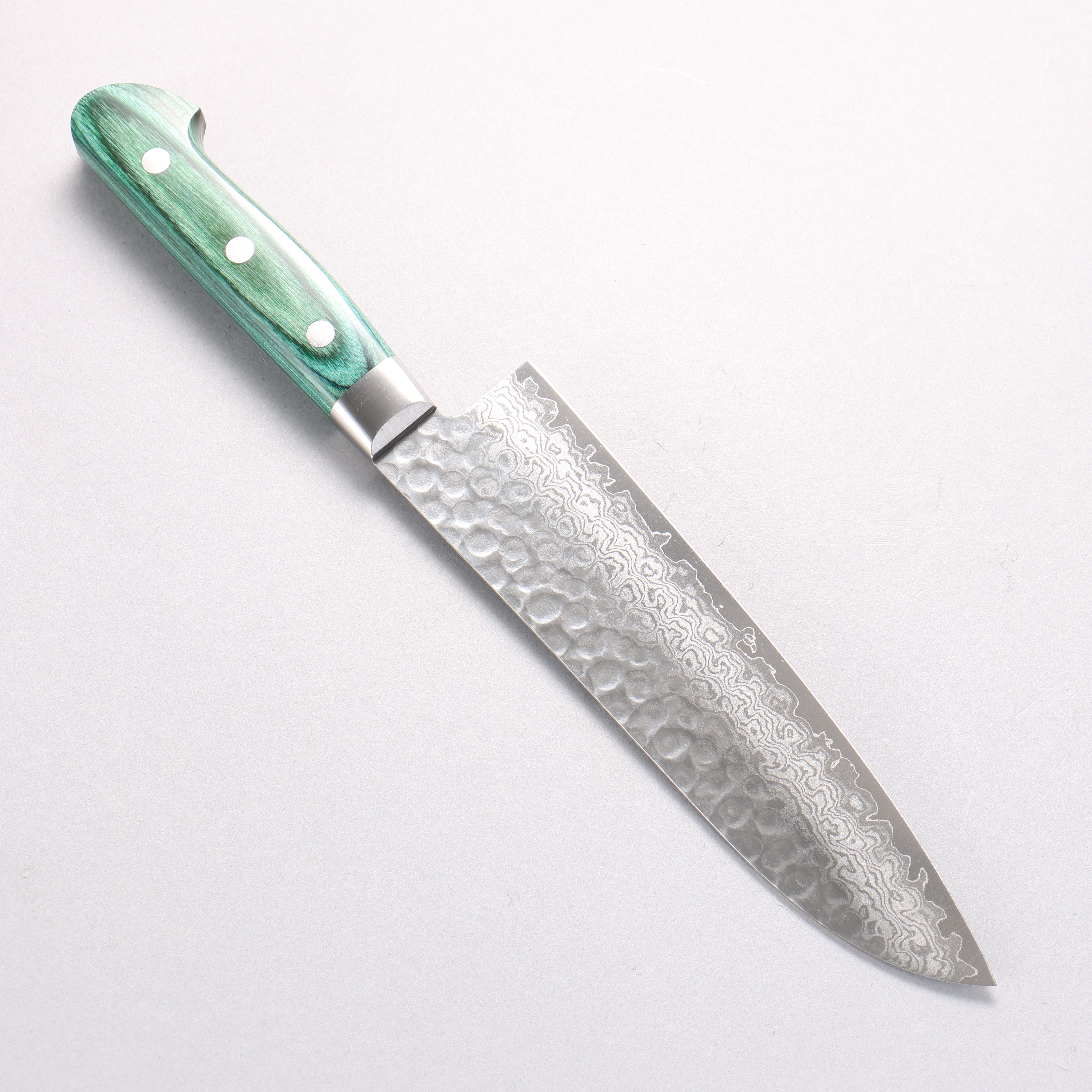 堺 孝行 VG10 17層大馬士革紋 三德刀 170mm 合成木(綠色) 握把 - 清助刃物