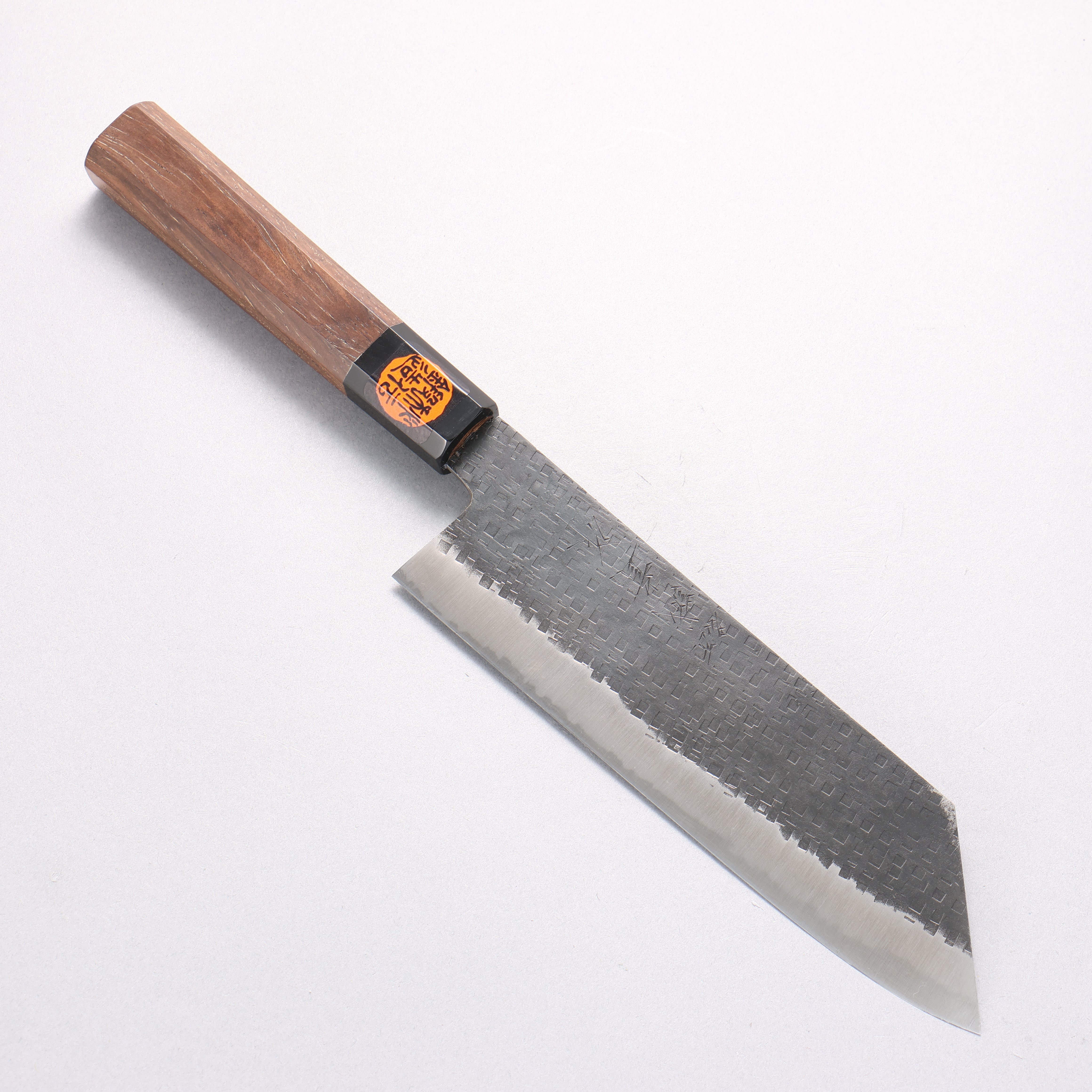 田中 誠貴 鐵火 青鋼二號 黑打 鎚目 (角) 菜切 180mm 核桃木 握把 - 清助刃物