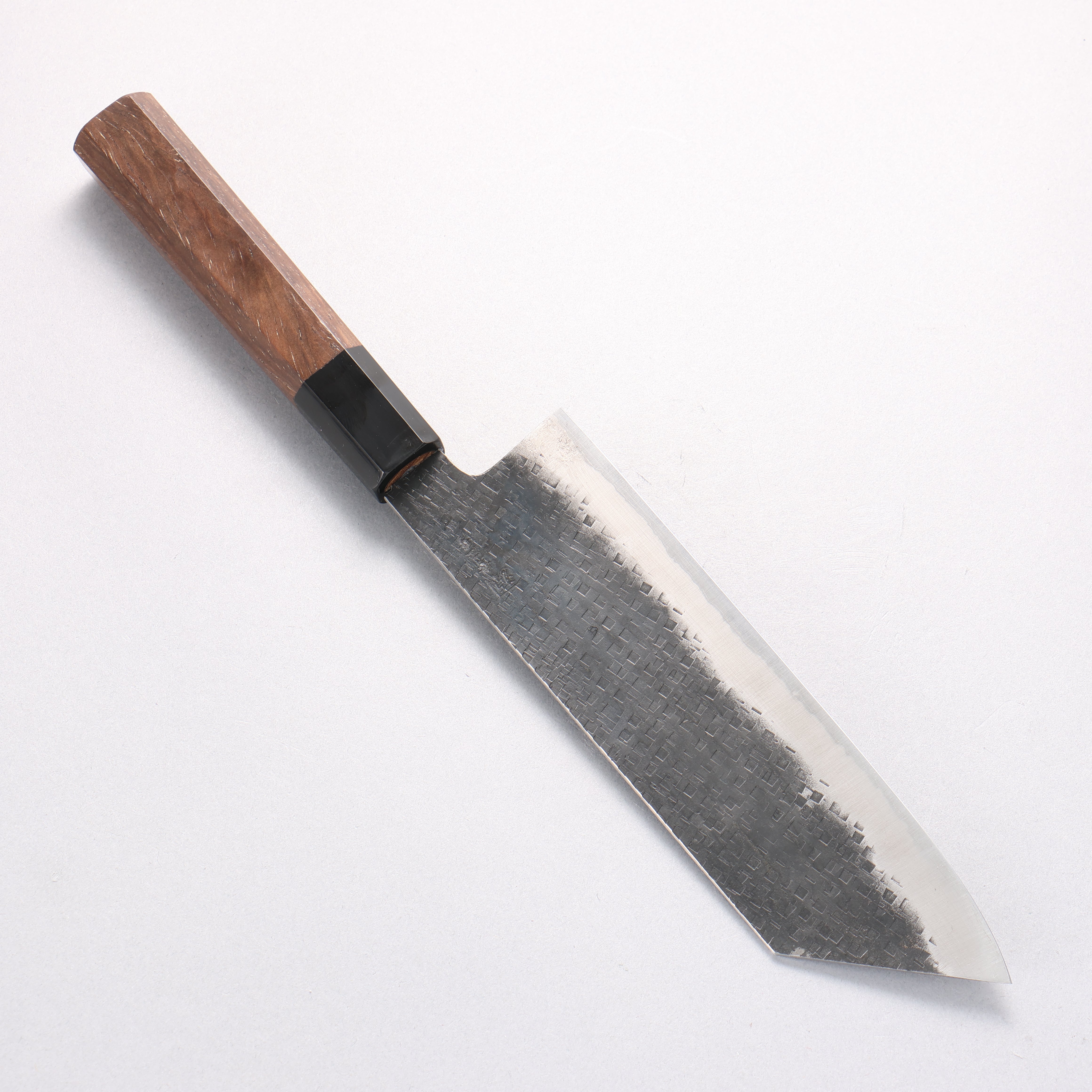 田中 誠貴 鐵火 青鋼二號 黑打 鎚目 (角) 菜切 180mm 核桃木 握把 - 清助刃物
